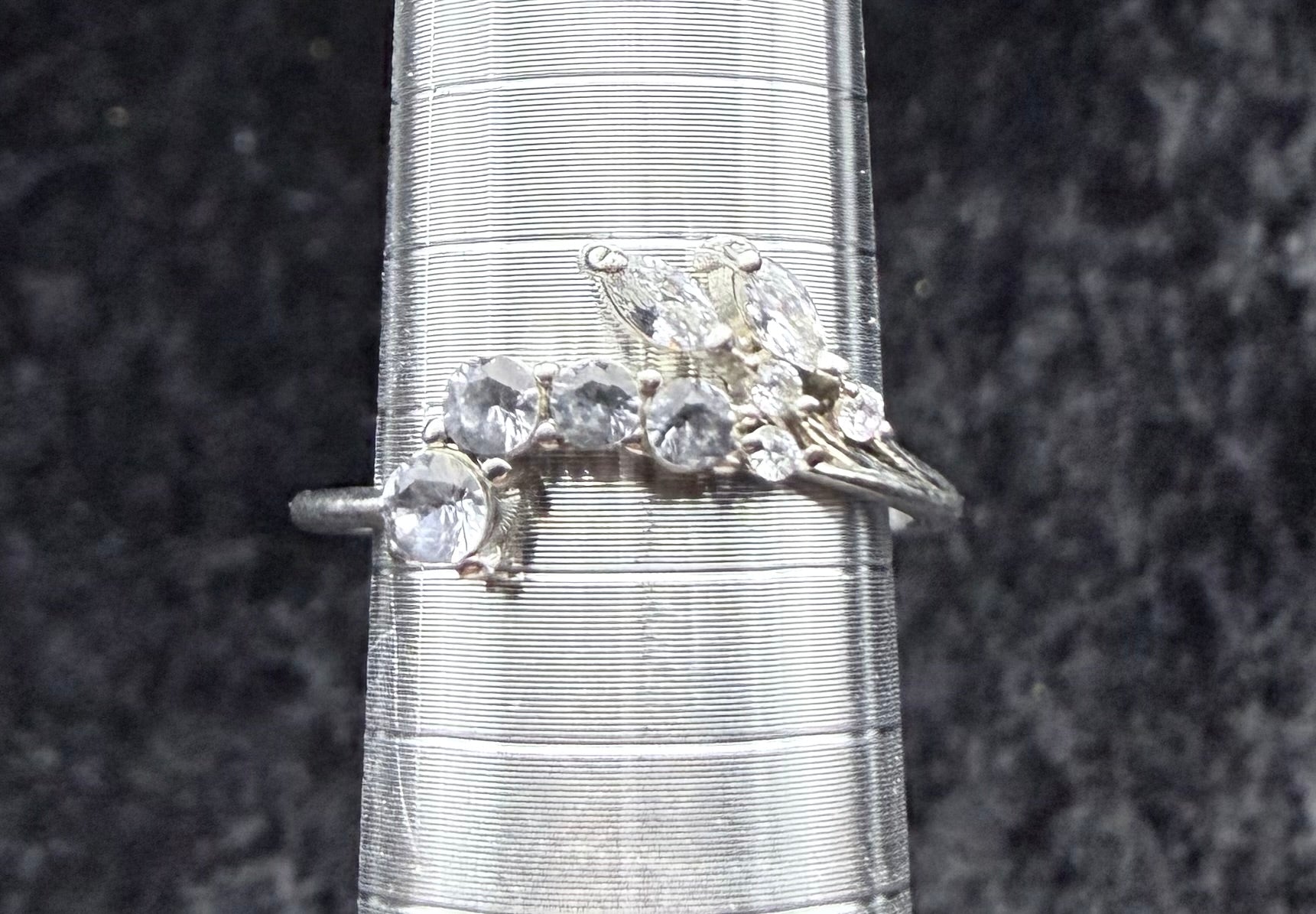 Blue and Clear Crystal Laurel Ring