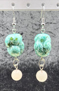 Blue Glass and Rose Quartz Circle Earrings