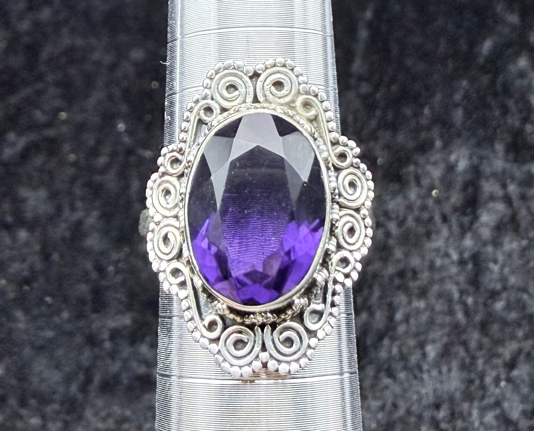 Sterling Amethyst Filigree Ring