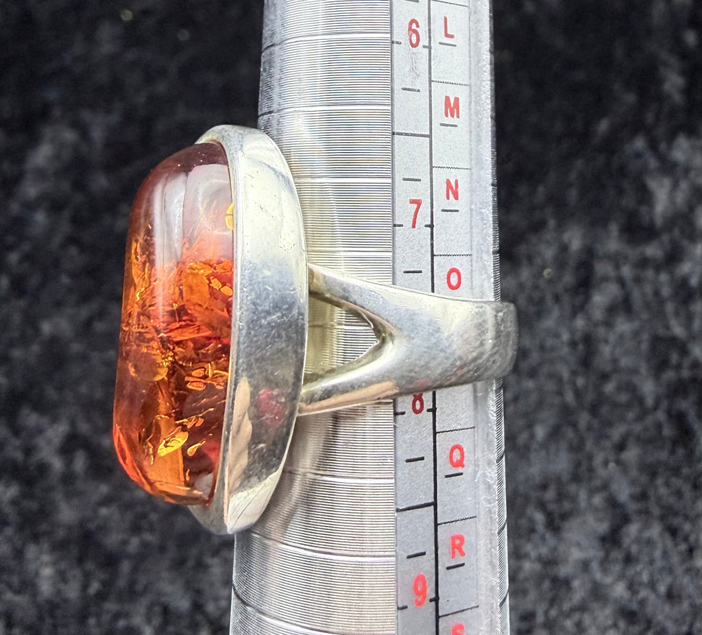 Freeform Cognac Amber Ring