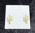 Gold Cactus Stud Earrings