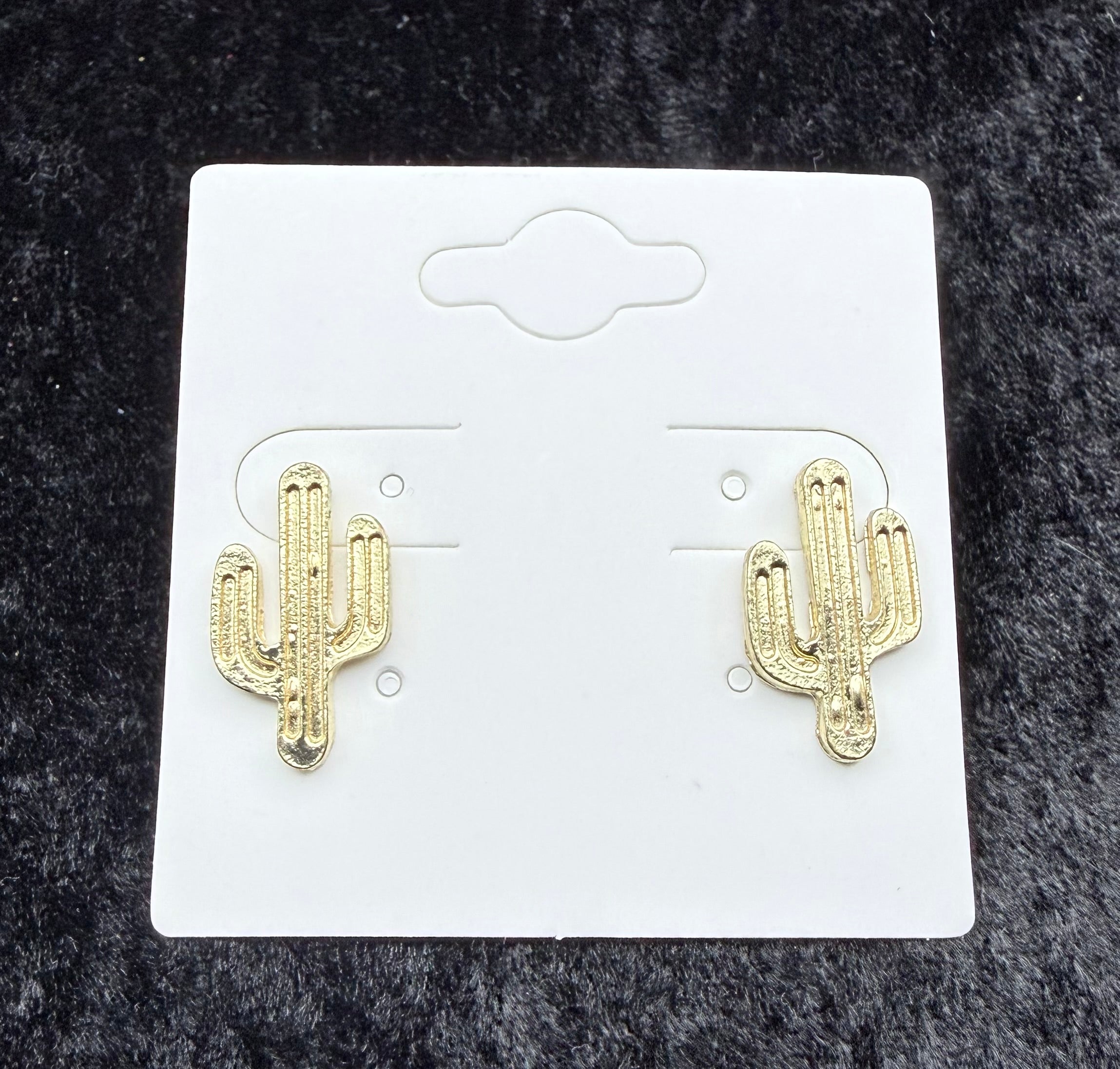 Gold Cactus Stud Earrings