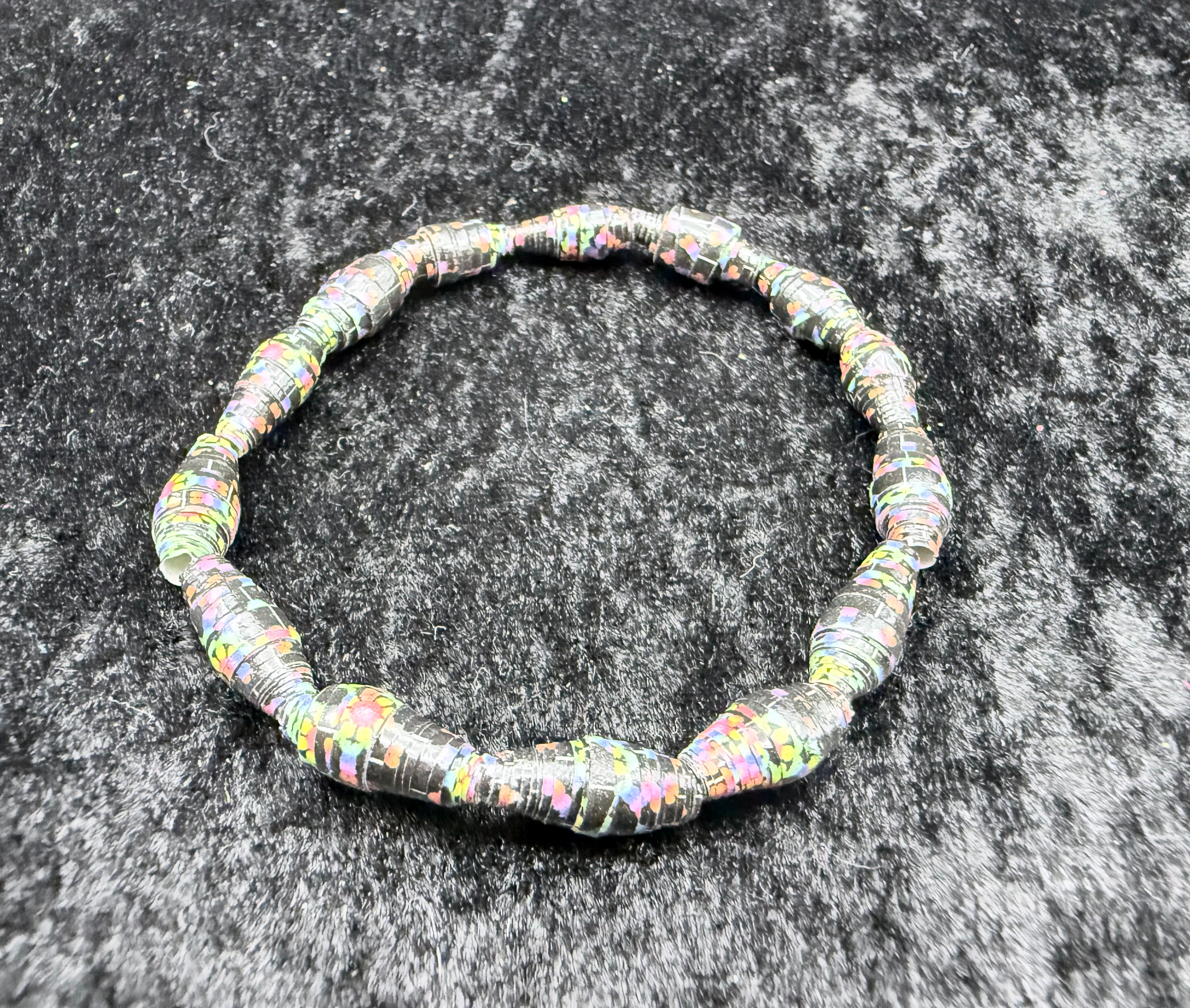 Black Paper Beaded Bracelet