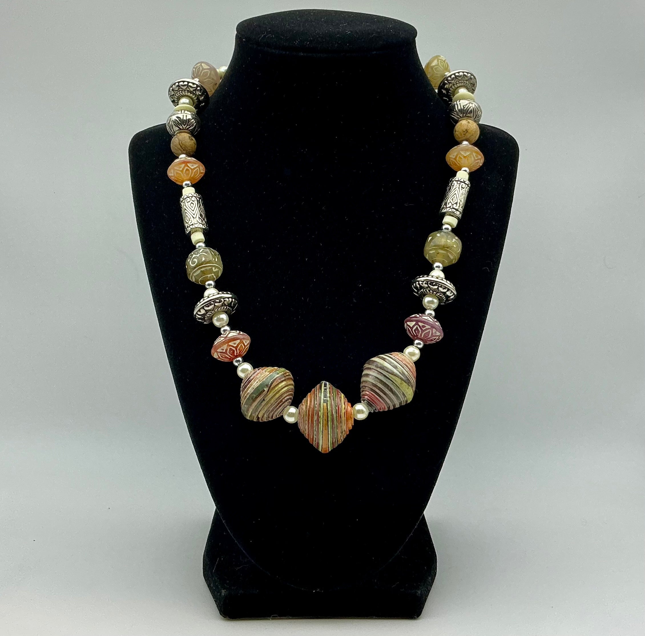 Boho Paper Beaded Necklace
