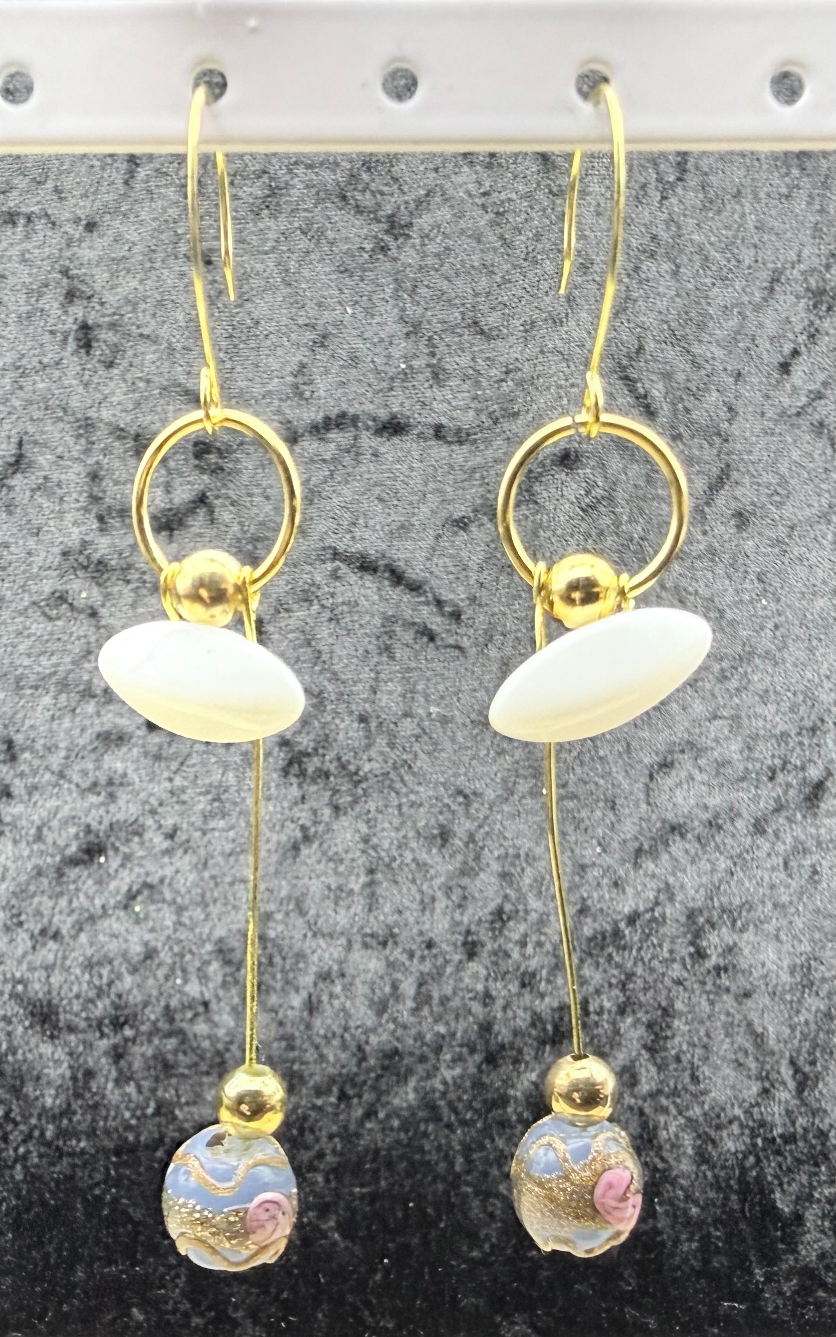 Vintage Beaded Asymmetric Gold Earrings