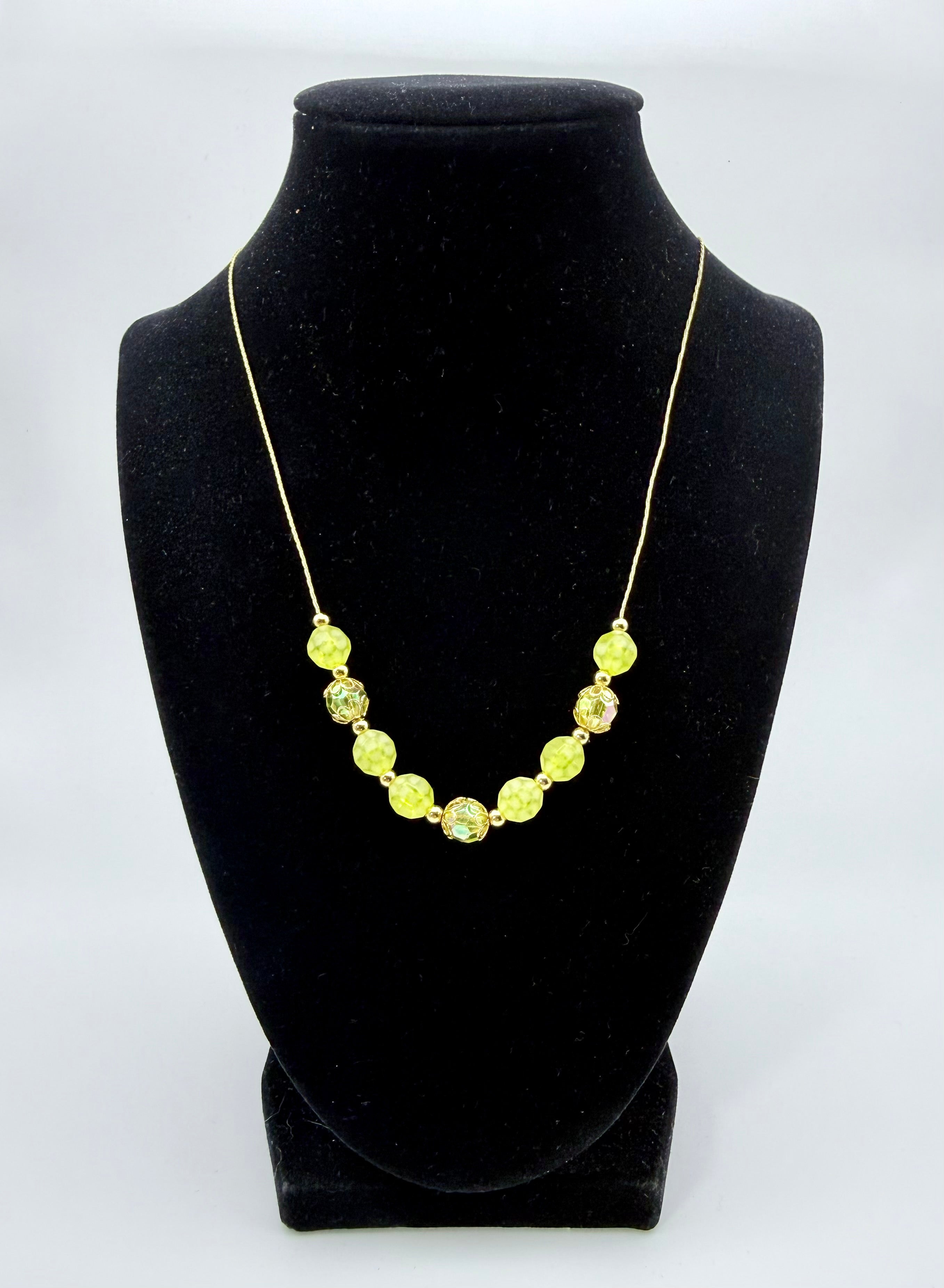 Yellow Crackle Glass Necklace