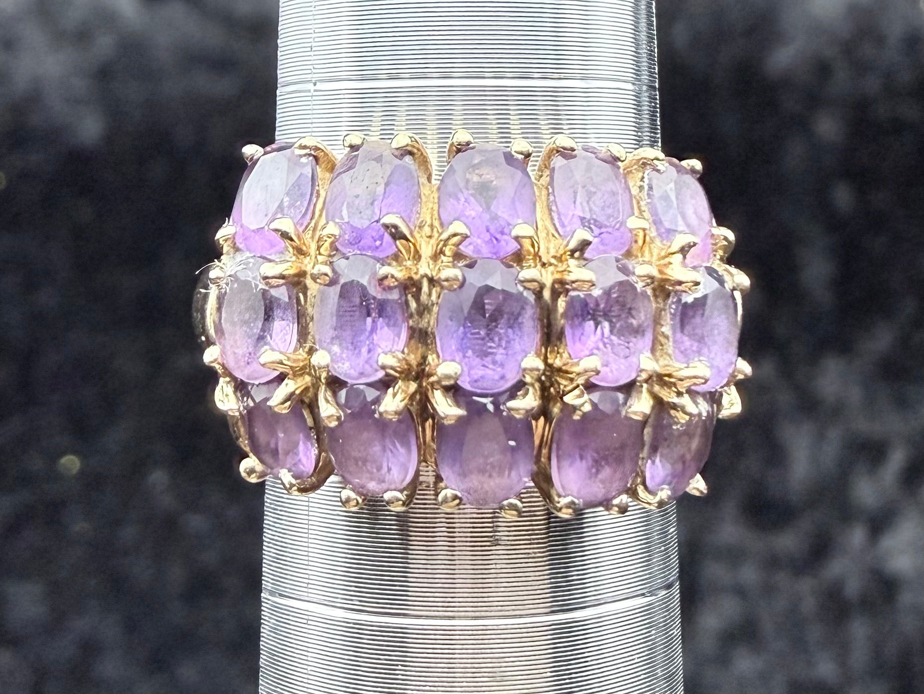 Gold Amethyst Cluster Ring