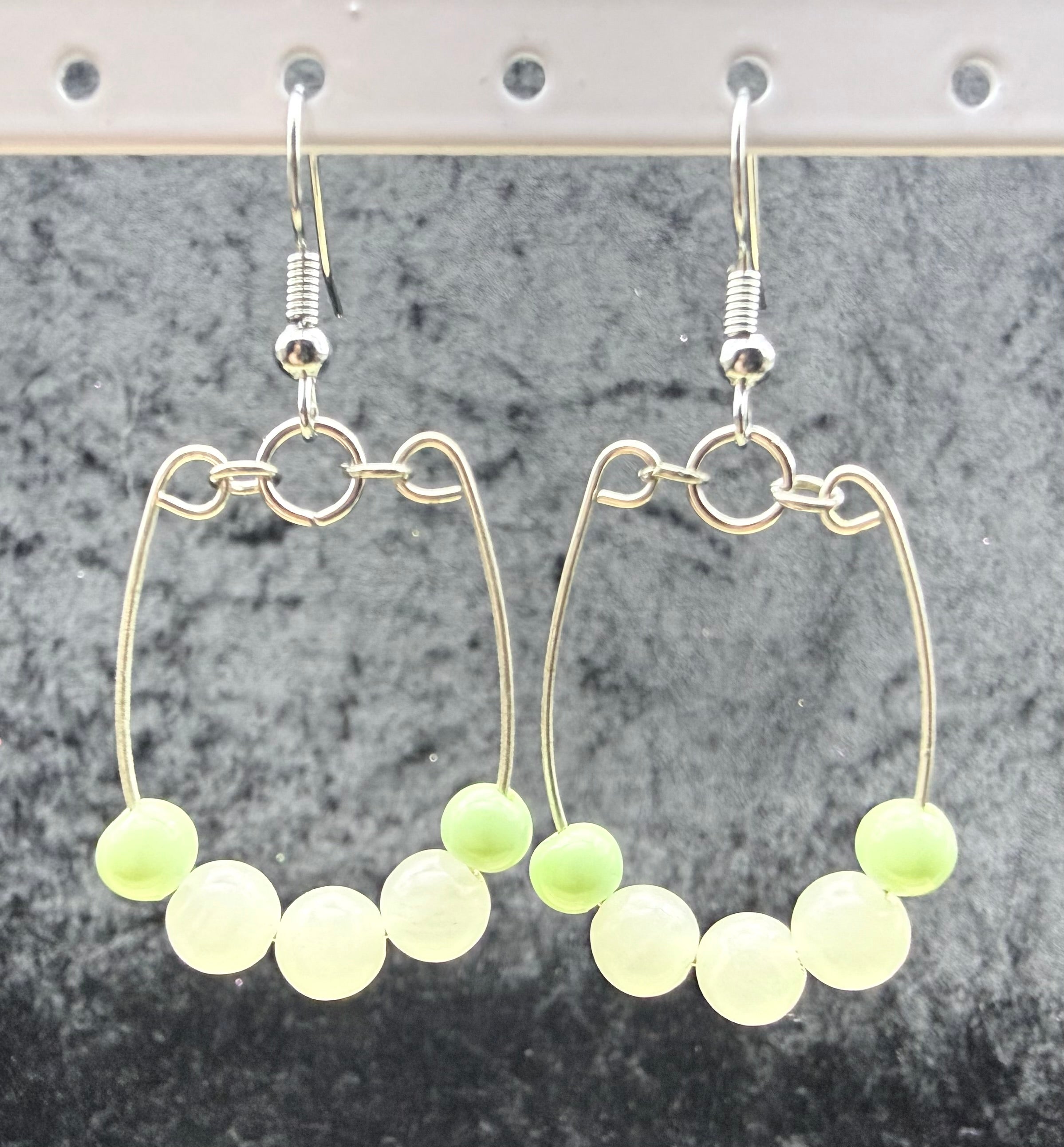 White Agate and Green Loop Earrings
