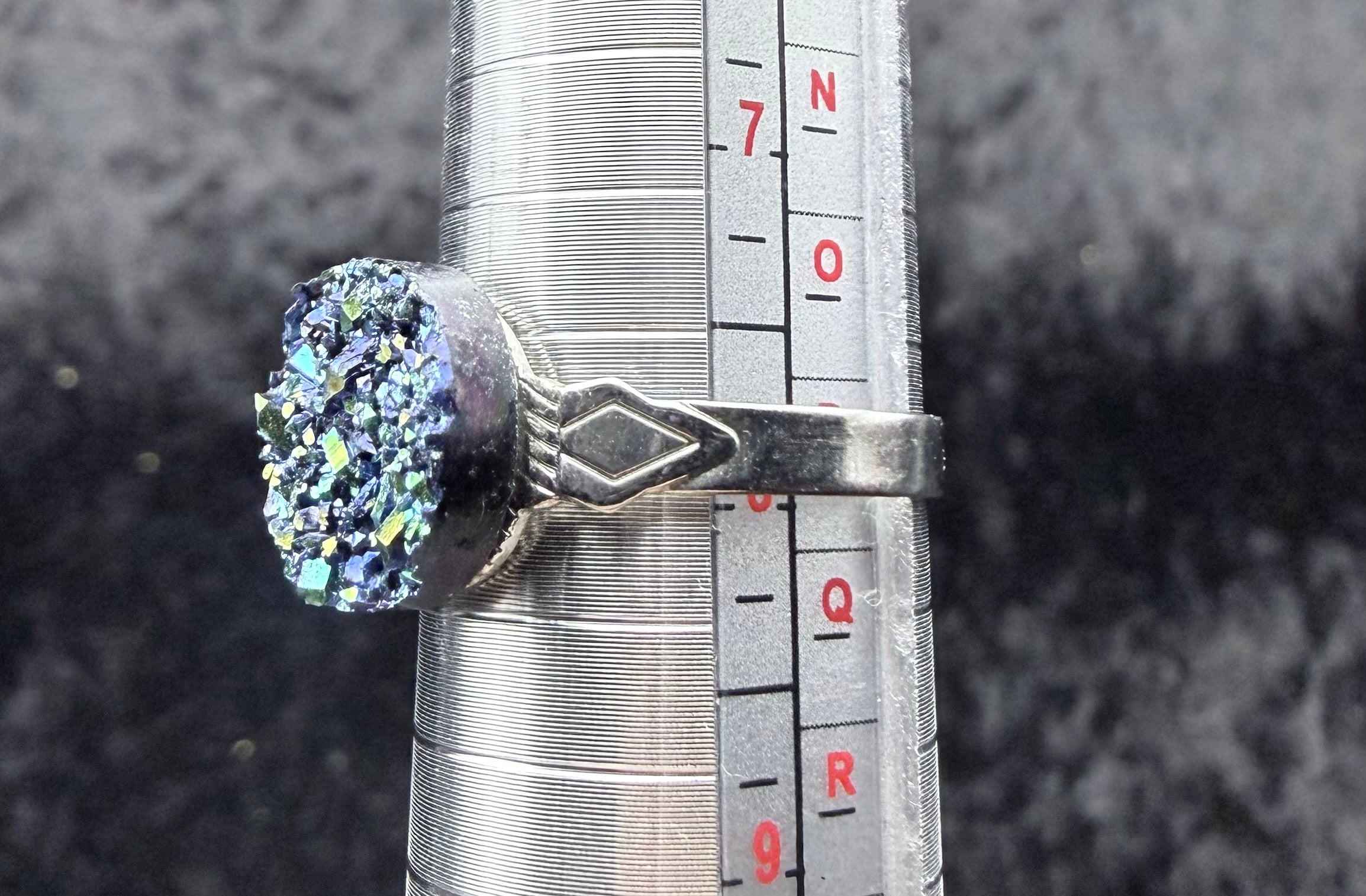 Adjustable Blue Druzy Ring