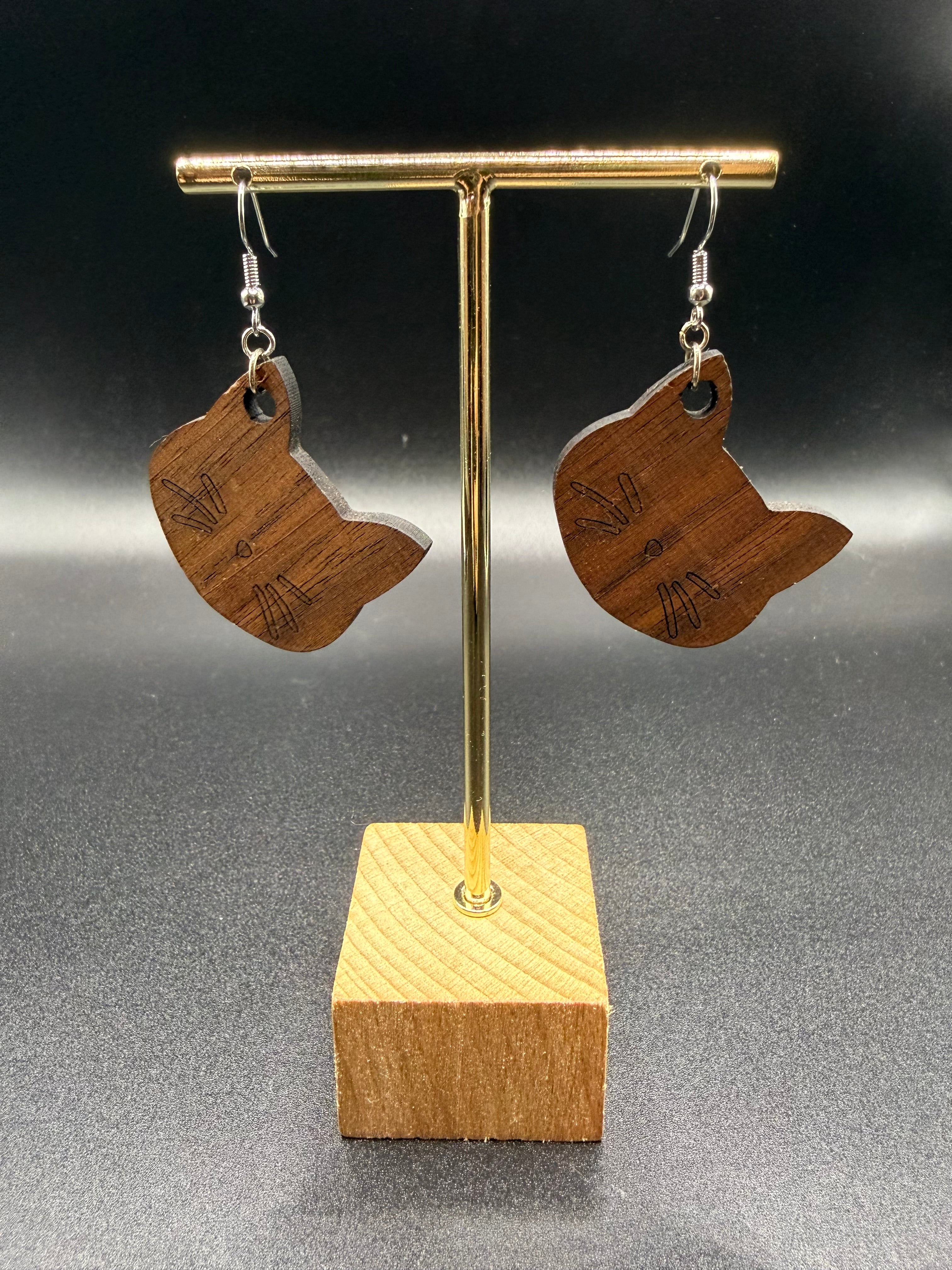 Etched Cat Earrings