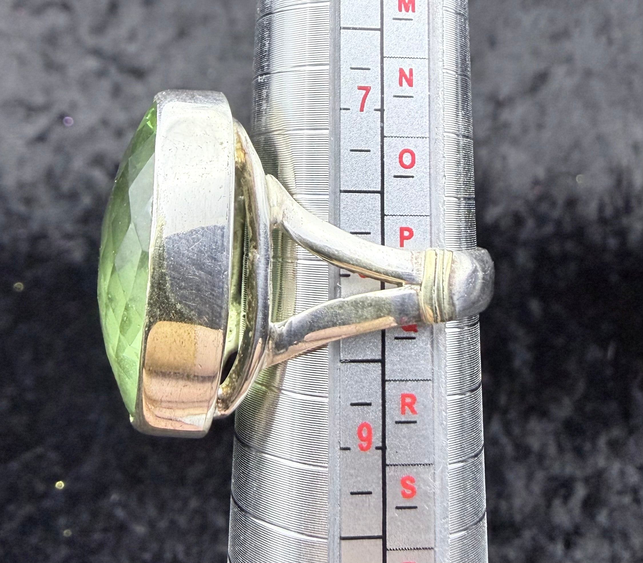 Sterling Green Crystal Ring