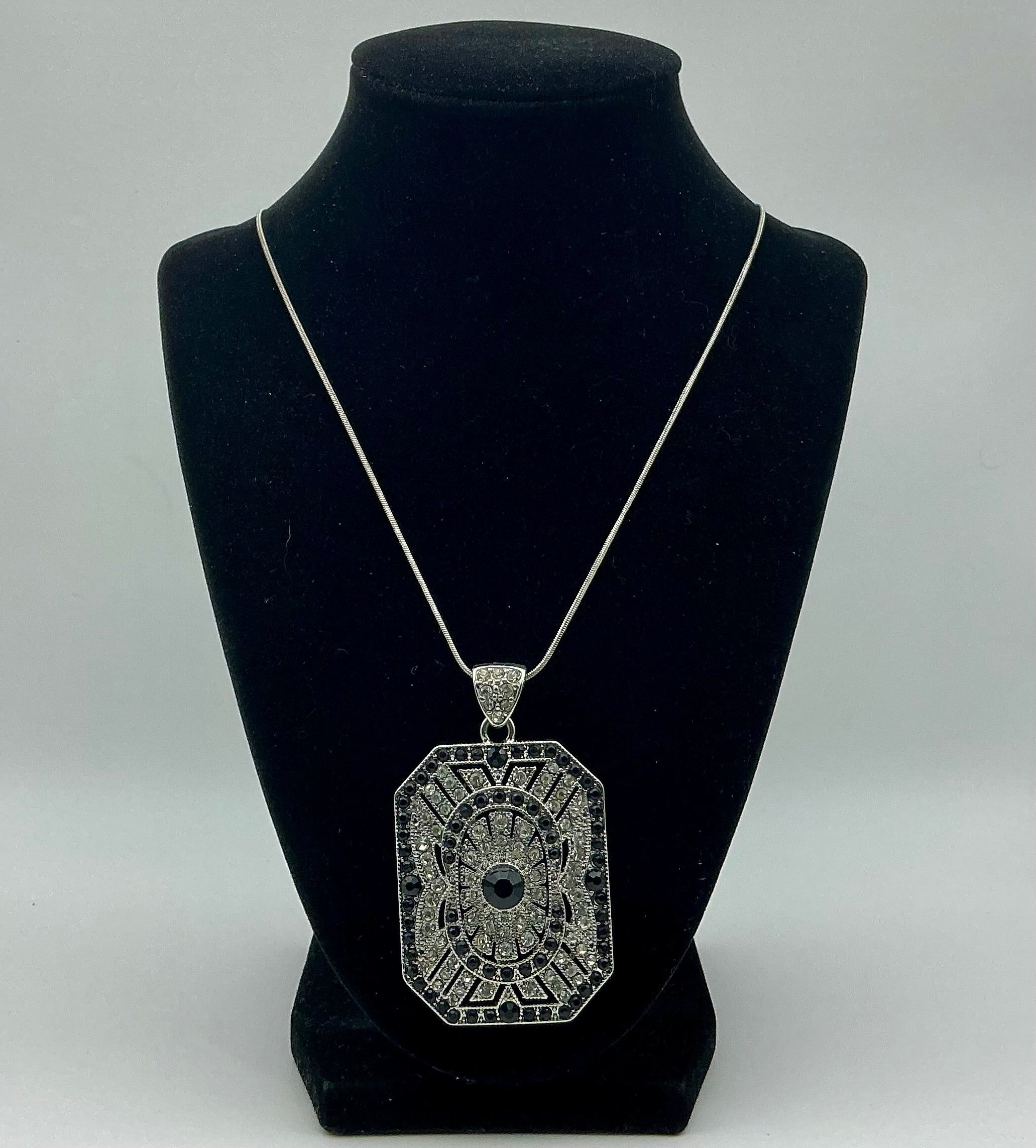 Art Deco CZ Pendant on Chain