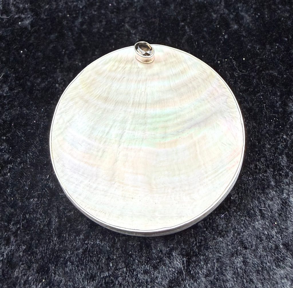 Antique Sterling Shell and Topaz Slide