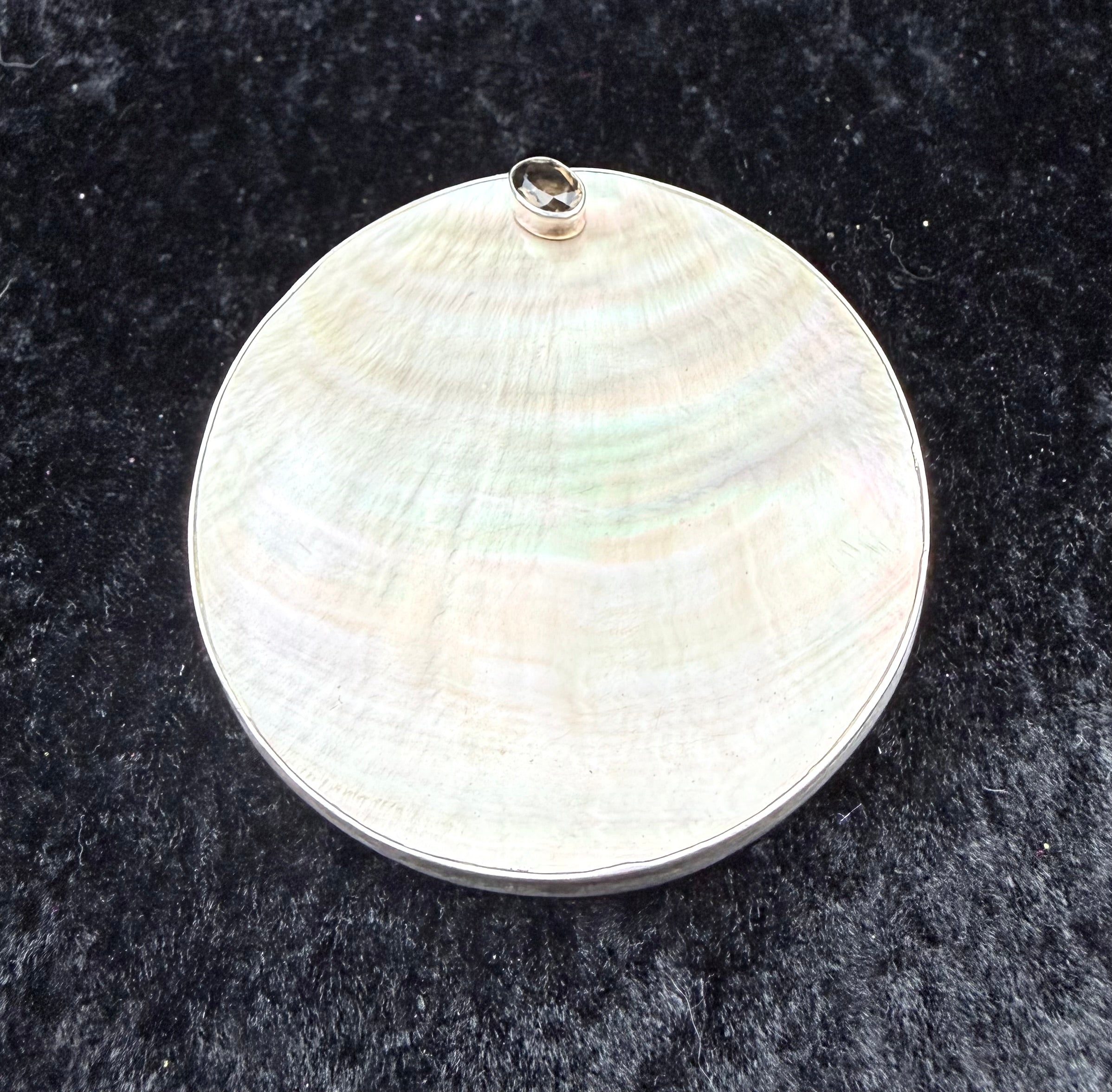 Antique Sterling Shell and Topaz Slide