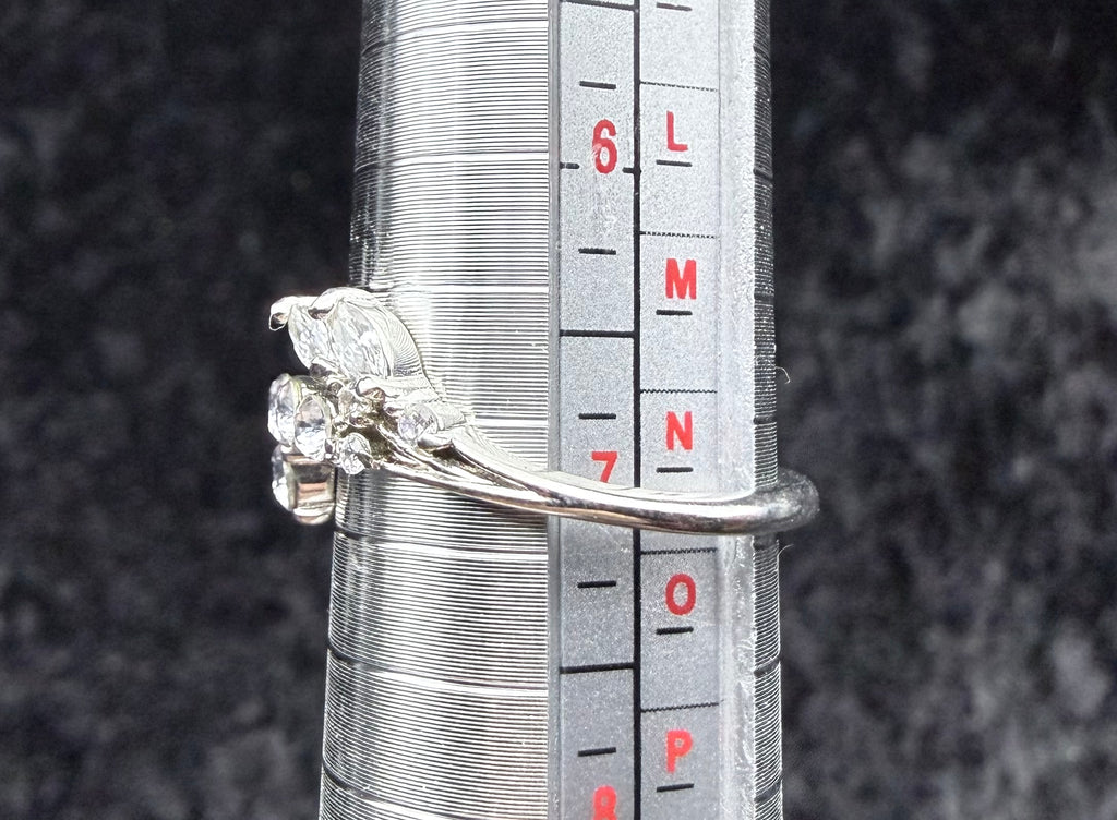 Blue and Clear Crystal Laurel Ring