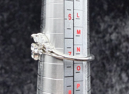 Blue and Clear Crystal Laurel Ring