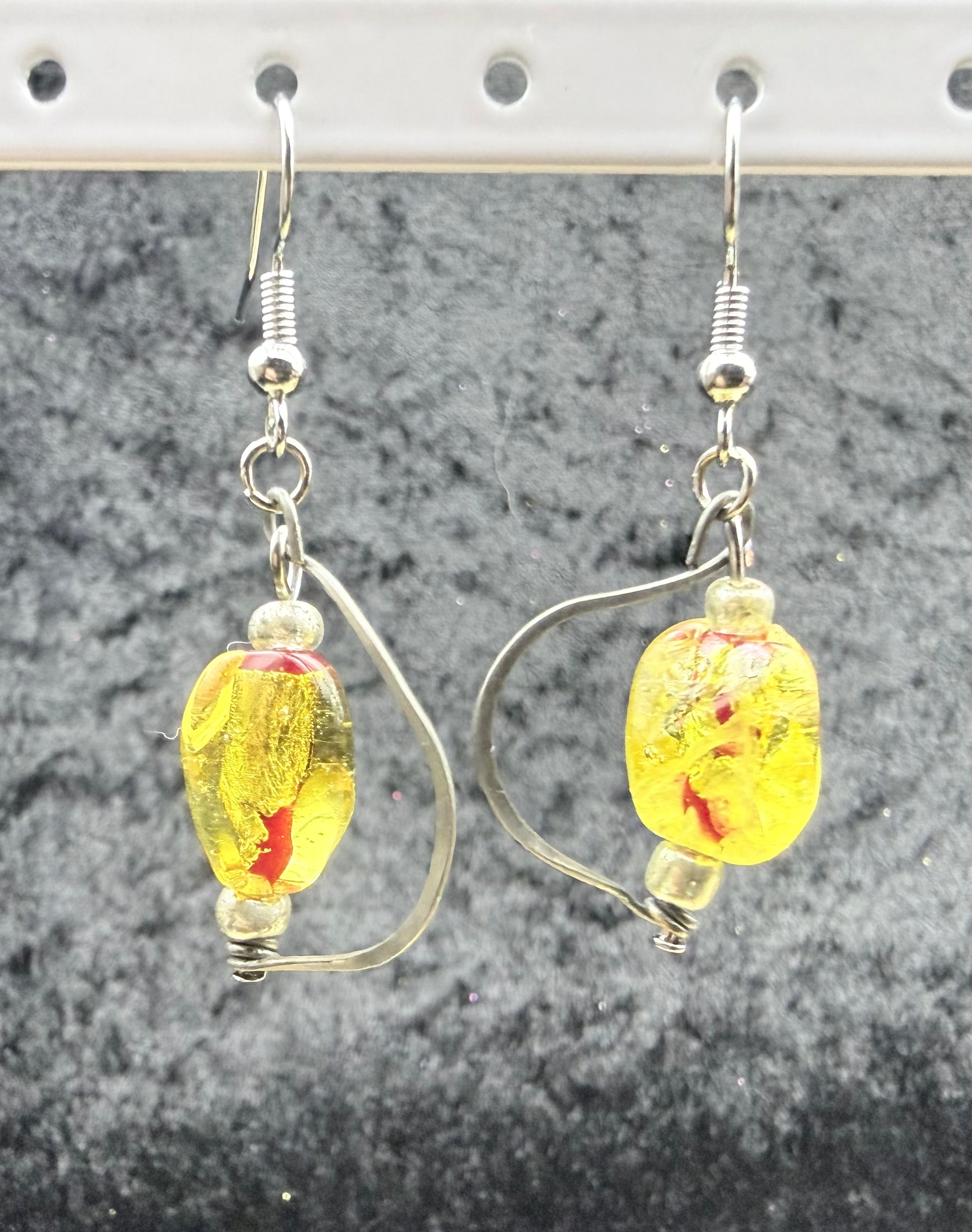 Gold Foil Glass Wire Earrings