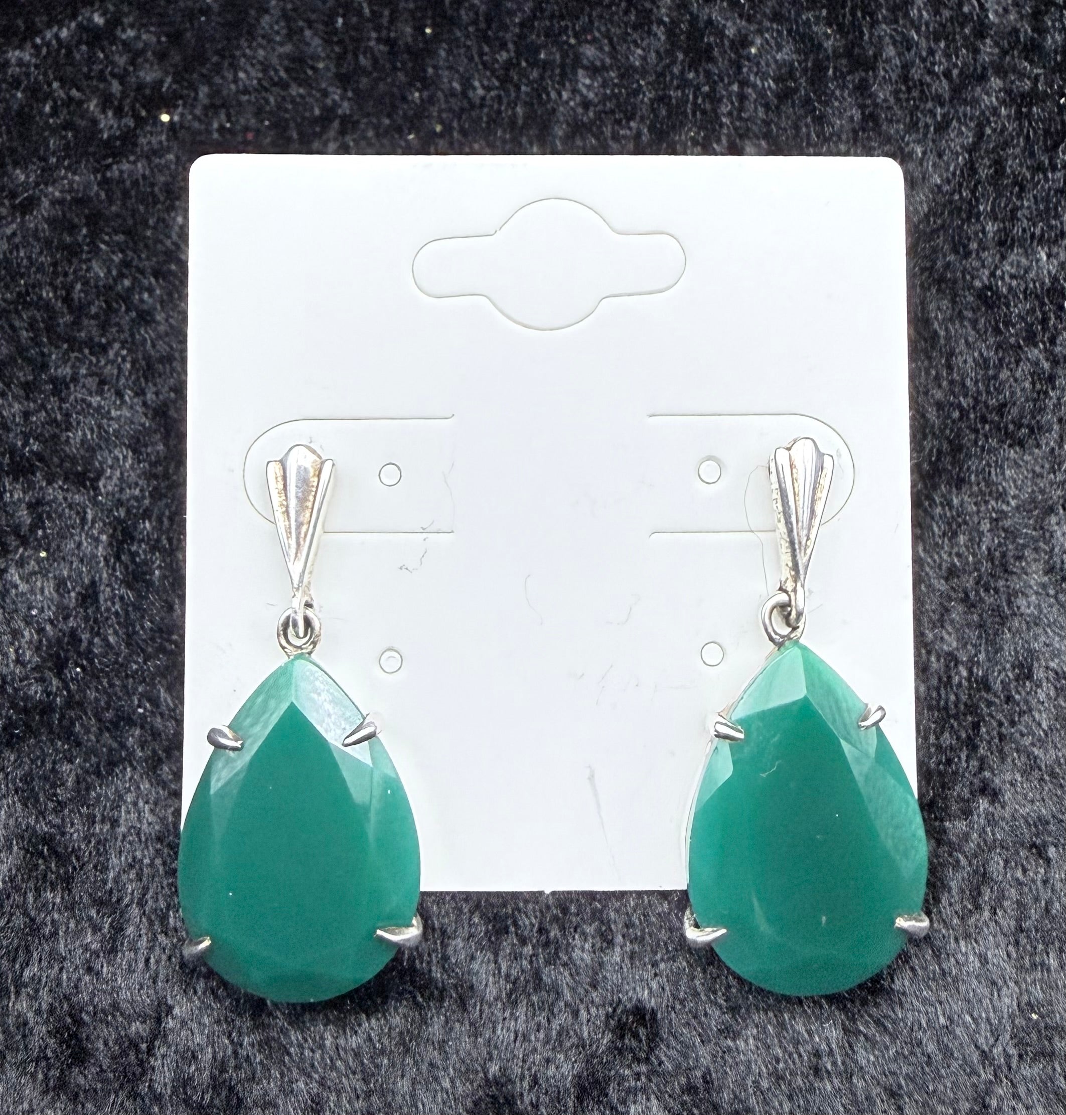Sterling Green Onyx Earrings