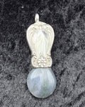 1942 Old Master Sterling Spoon Handle and Green Moss Agate Pendant