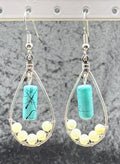 White Agate and Blue Open Teardrop Earrings