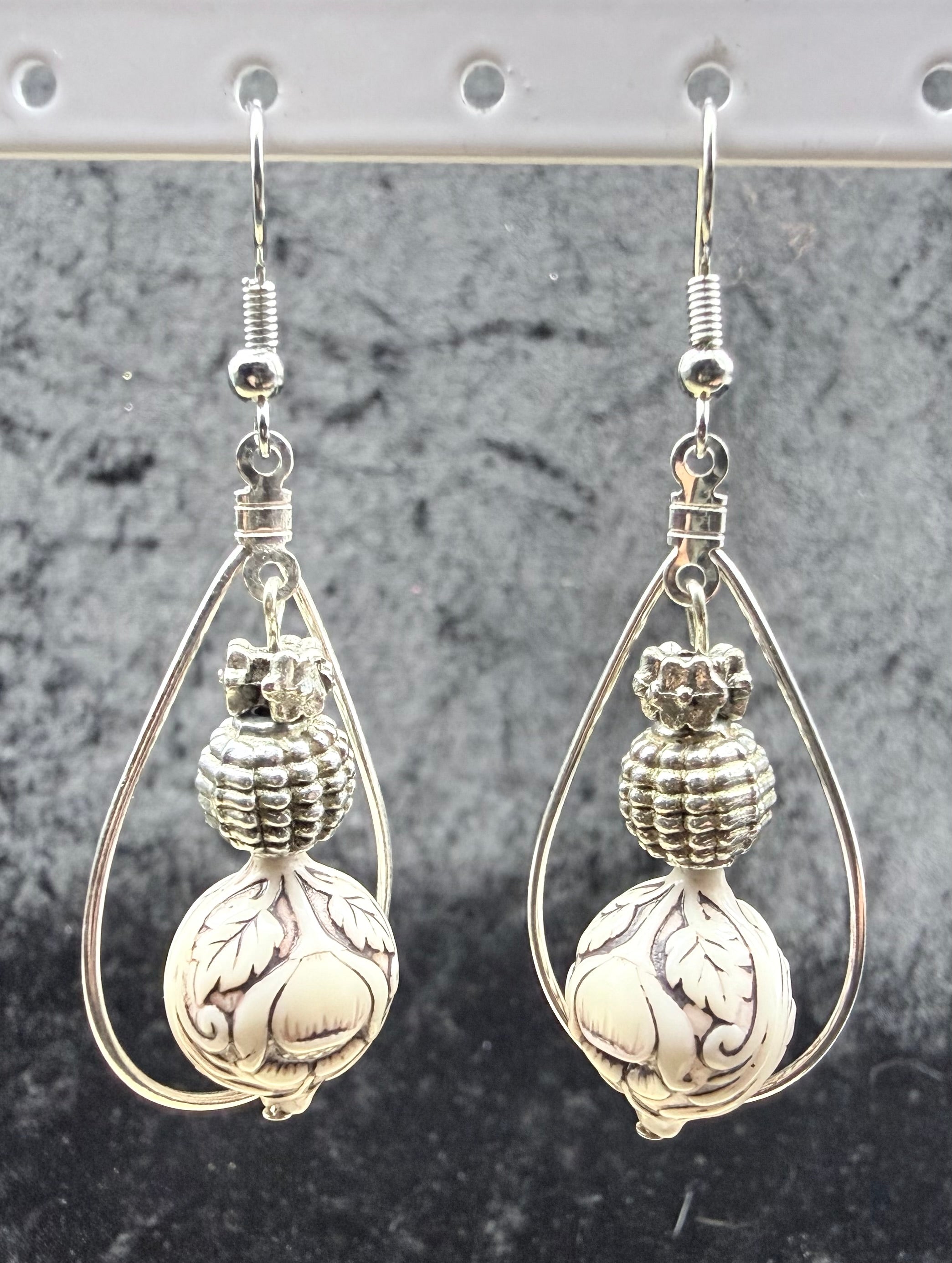 Vintage Tulip Open Teardrop Earrings
