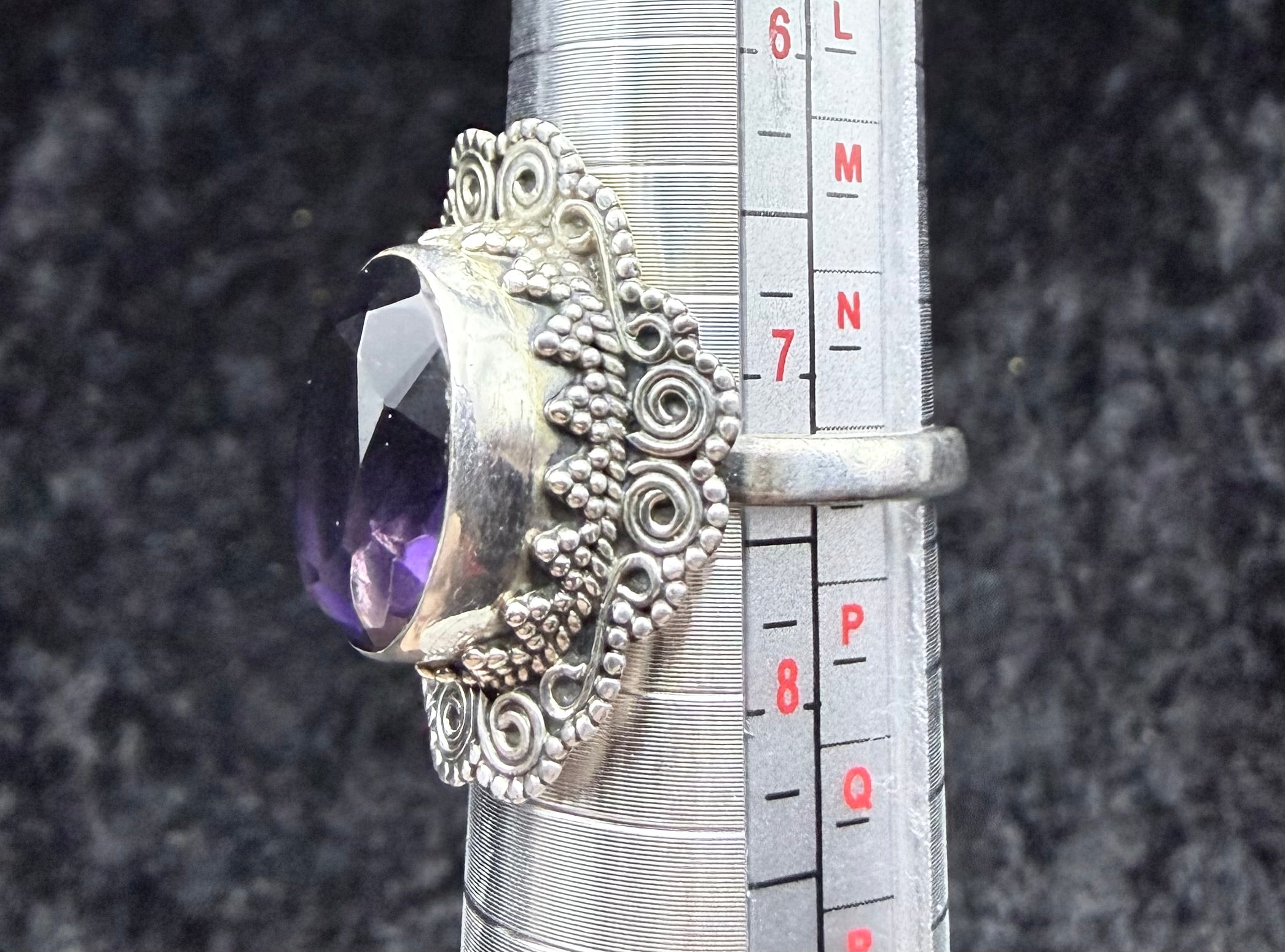 Sterling Amethyst Filigree Ring