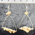 Square Mother of Pearl and Peach Moonstone Triangle Earrings