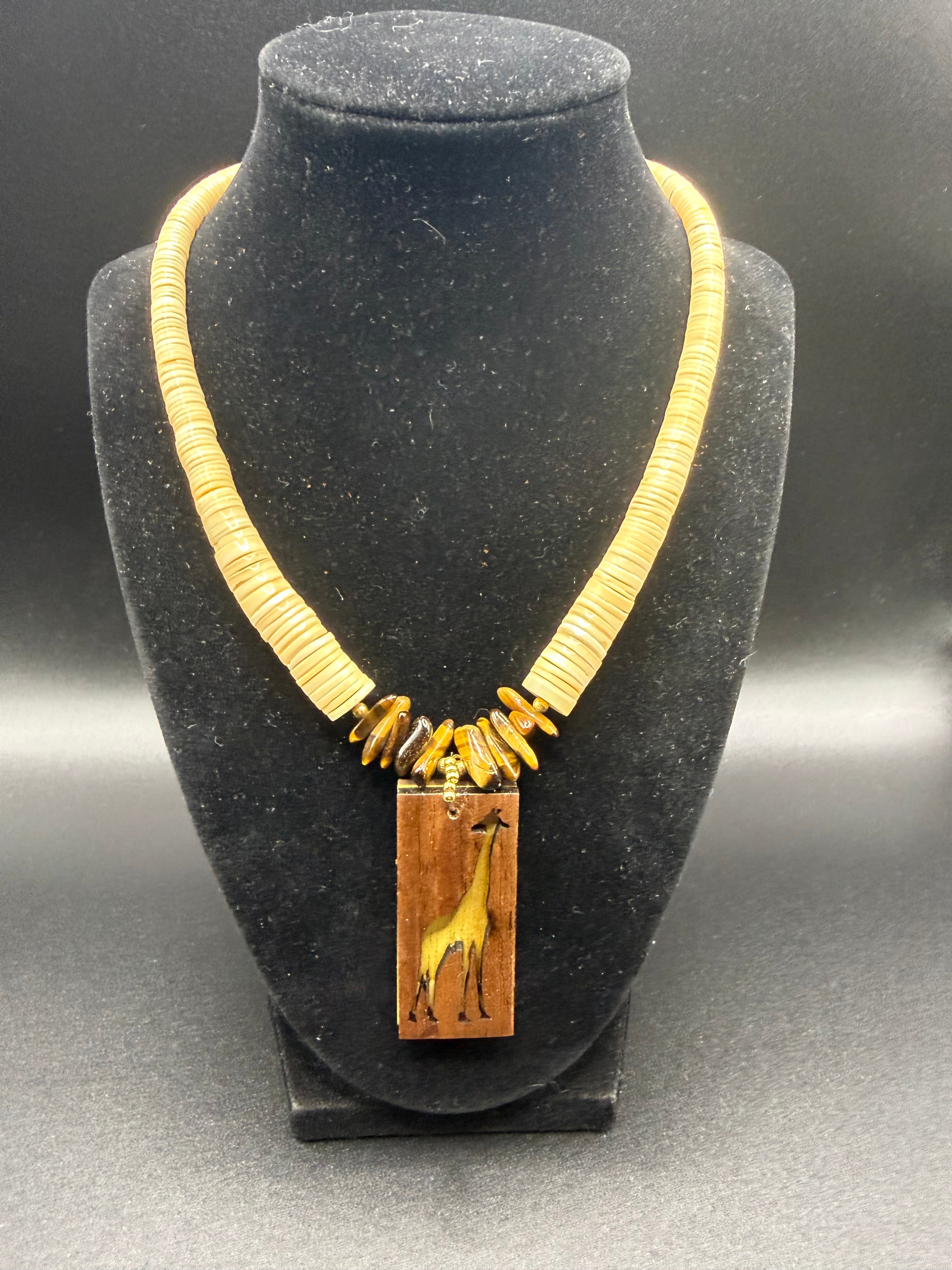Giraffe and Shell Necklace