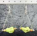 Green Turquoise and Carnelian Drop Bar Earrings