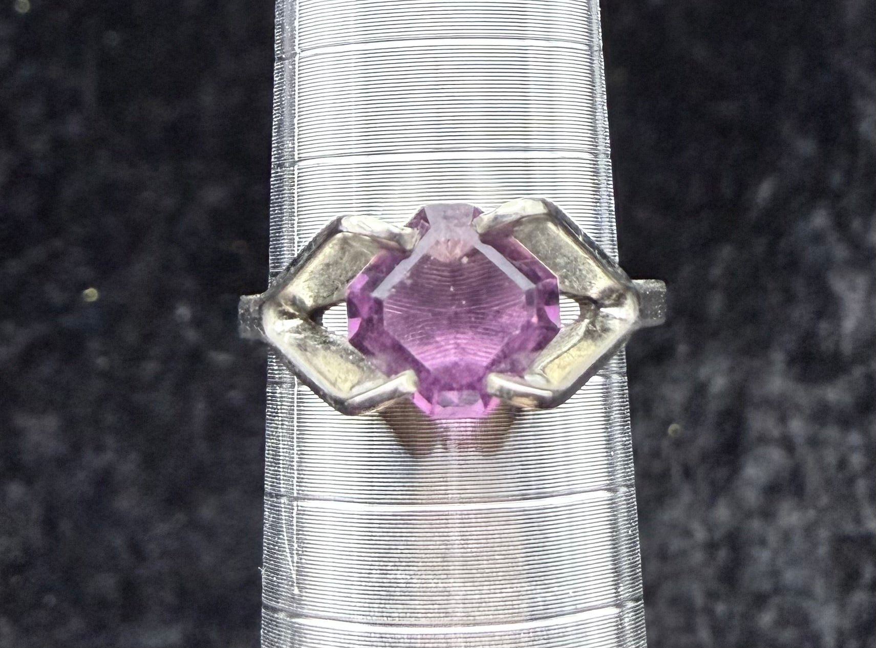 Sterling Solitaire Amethyst Ring