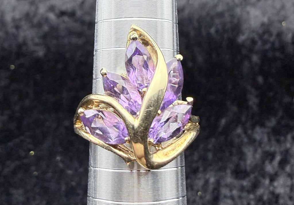 Amethyst Leaf Cluster Ring