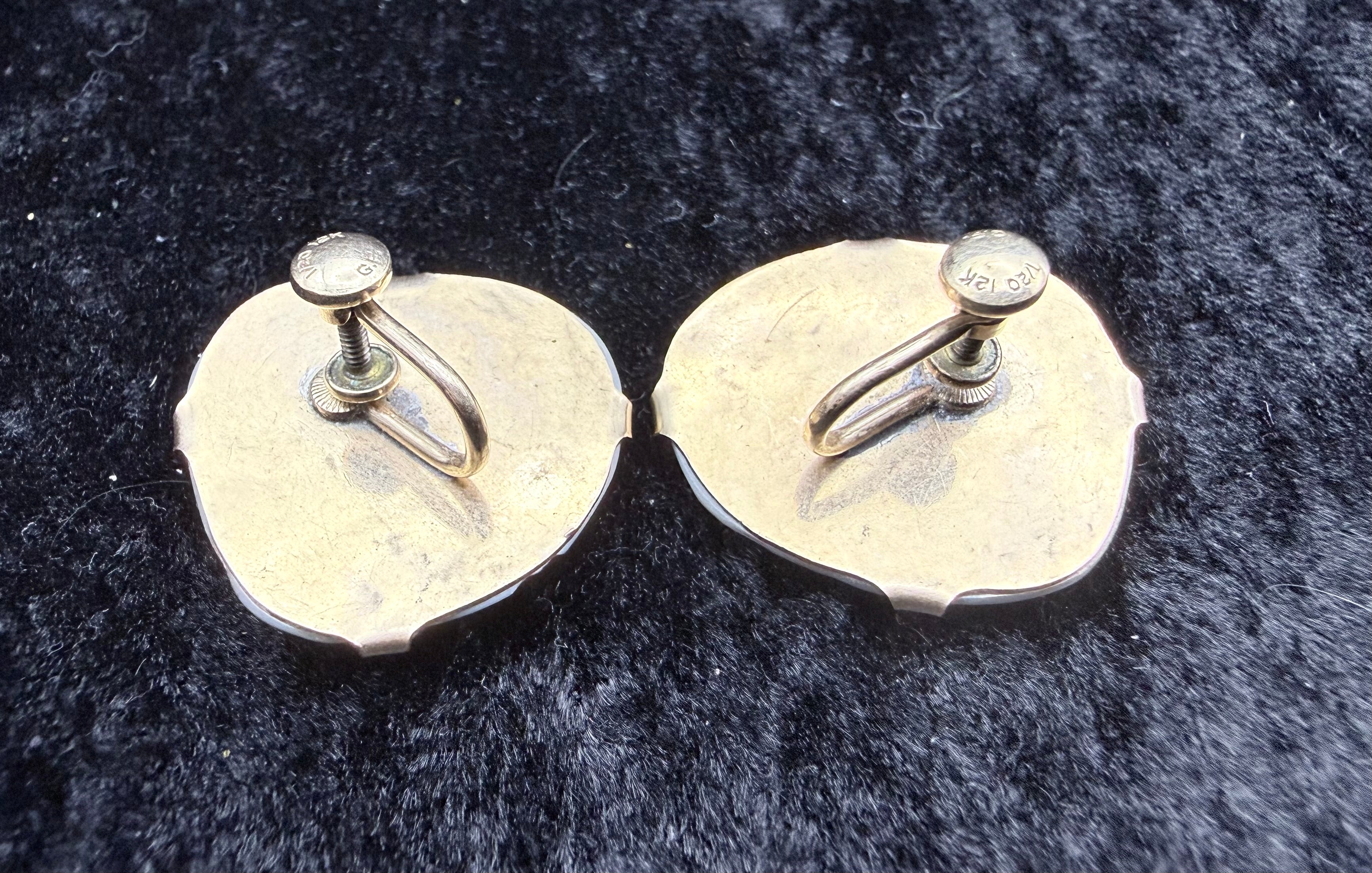 Antique Gold Filled Shell Screwback Earrings