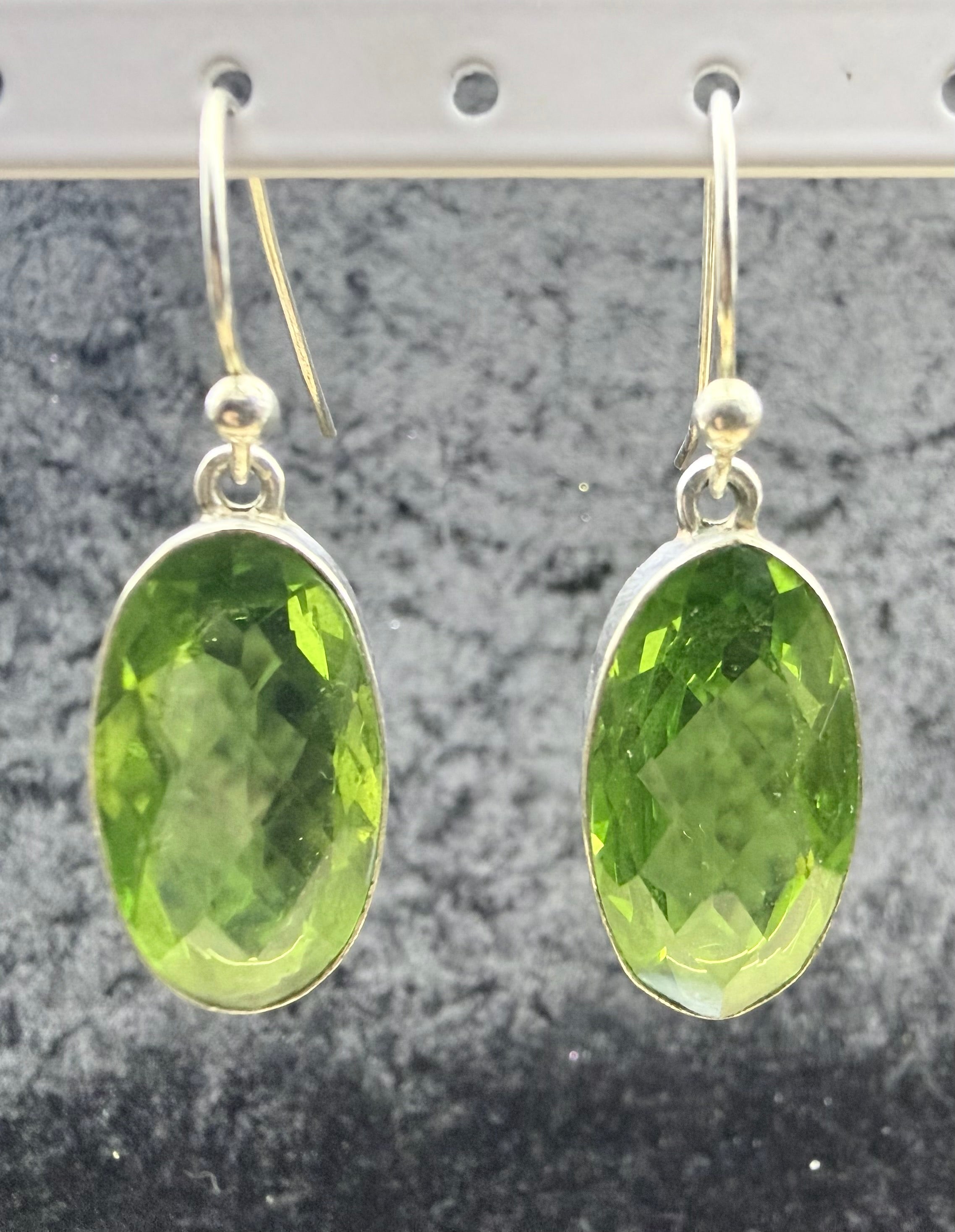 Sterling Lime Green Crystal Earrings