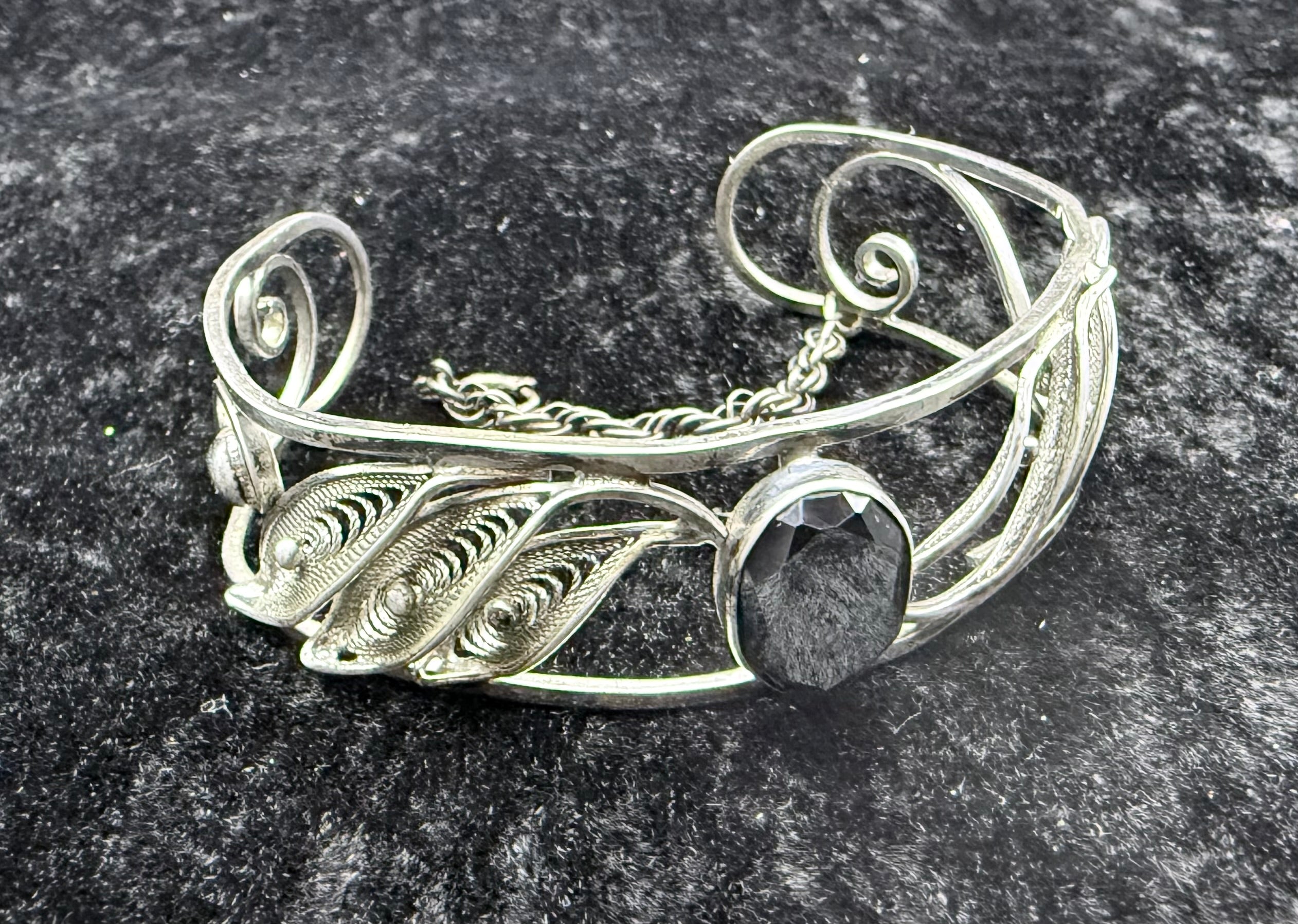 Vintage Sorrento Hematite Cuff Bracelet