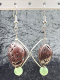 Vintage Seed and Green Moss Agate Wire Earrings