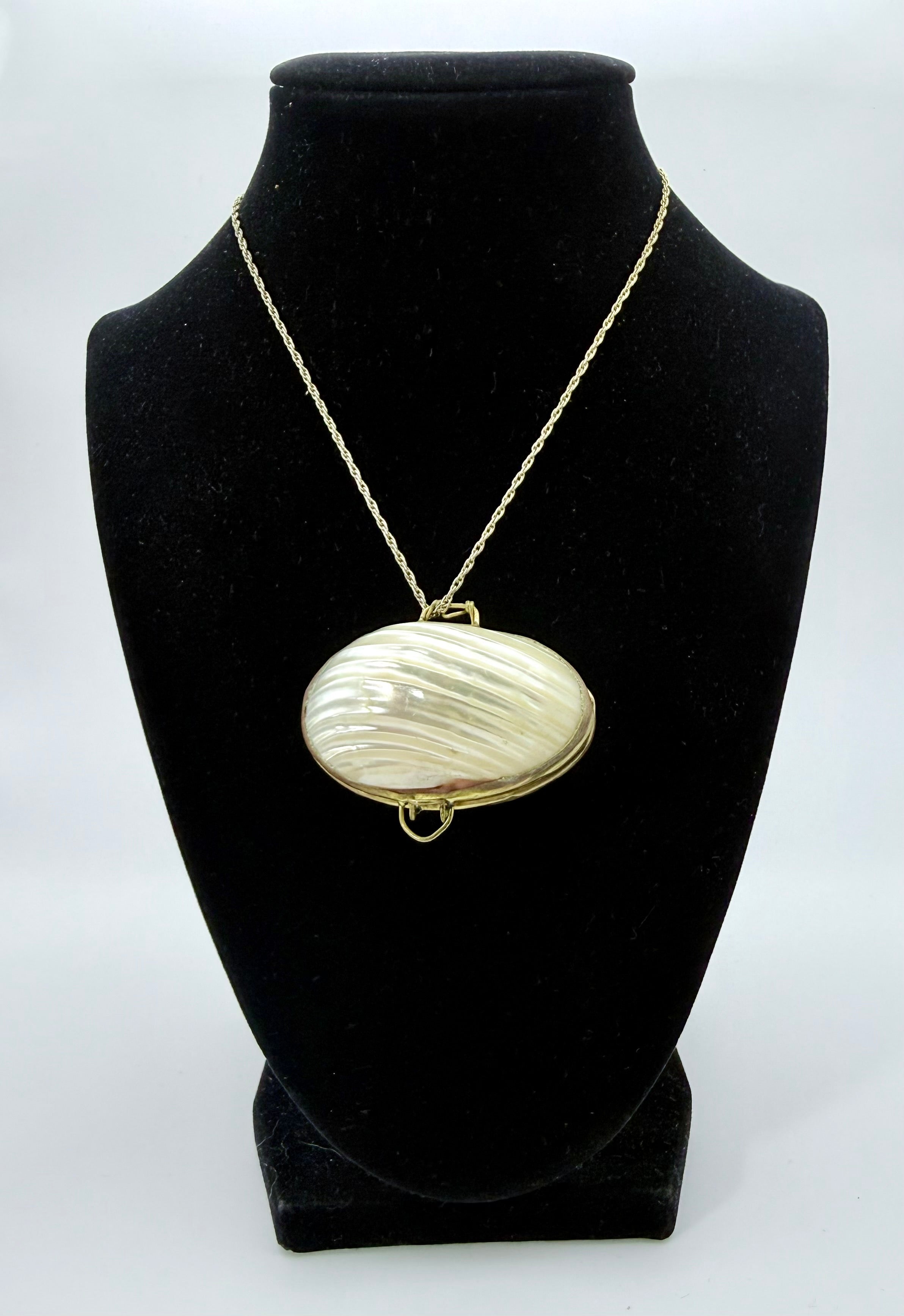 Antique Shell Trinket Box Necklace