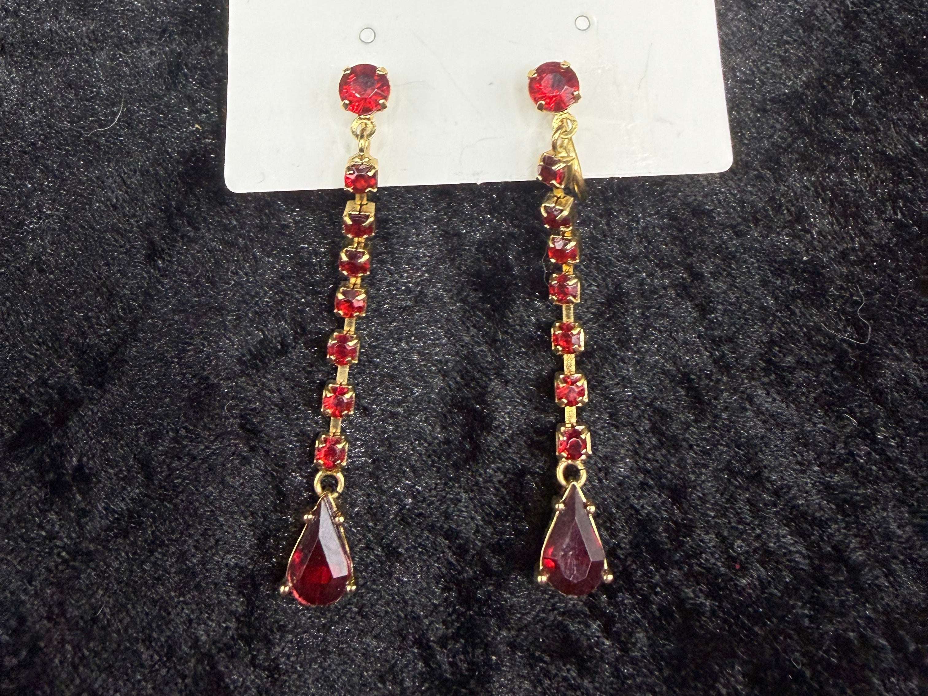 Vintage Red and Gold Drop Earrings
