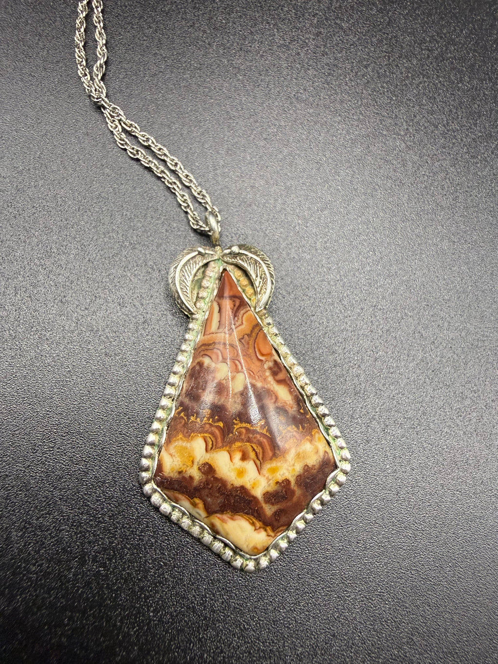 Native Crazy Lace Agate Sterling Necklace