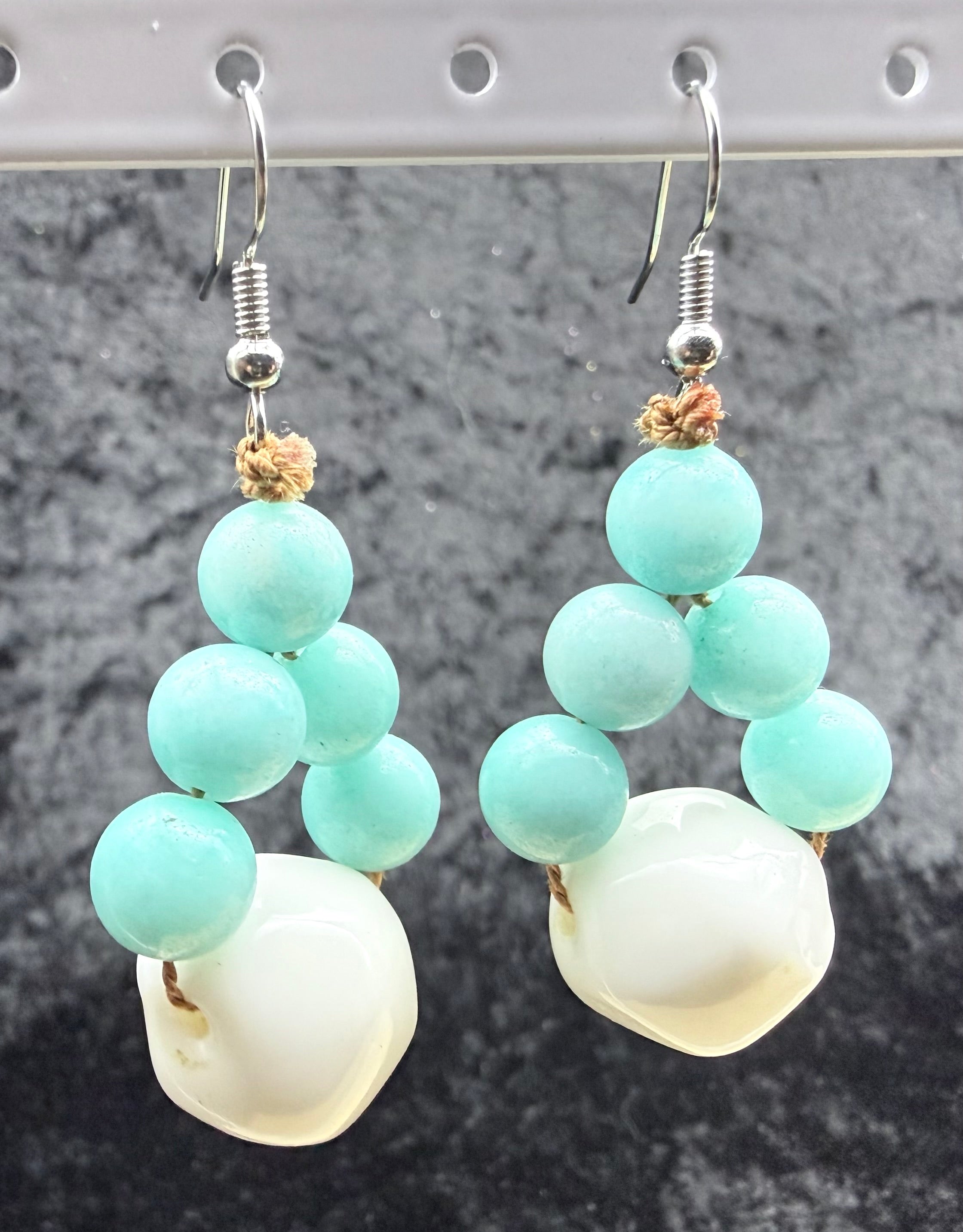 Amazonite and Chunky Beaded Earrings