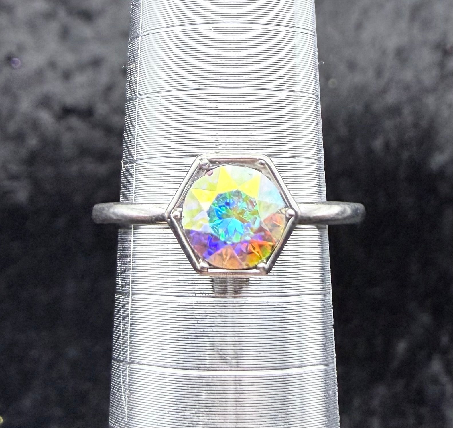 Hexagon Holographic Ring