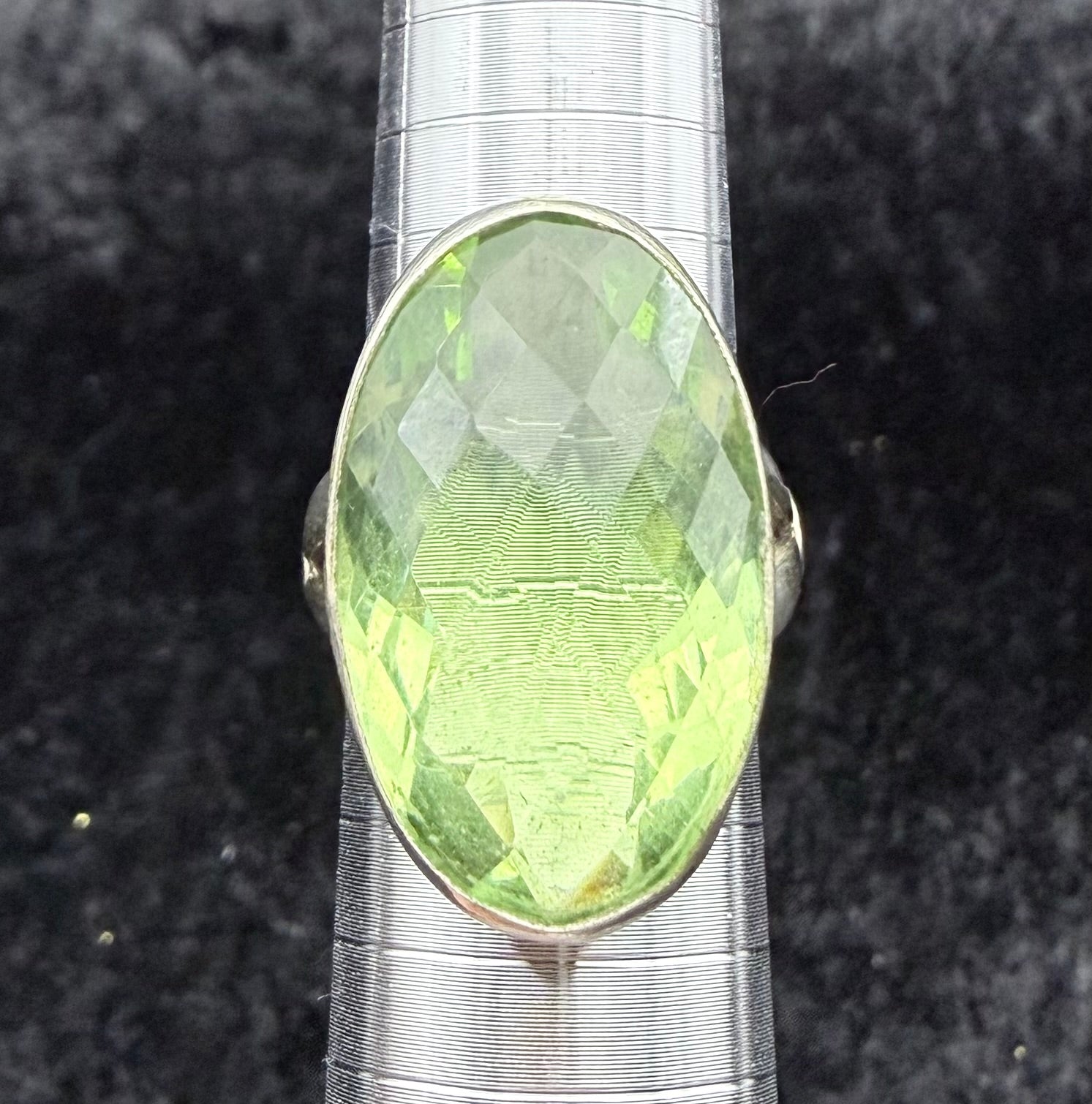 Sterling Green Crystal Ring