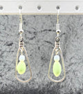 Opalite and Green Open Teardrop Earrings
