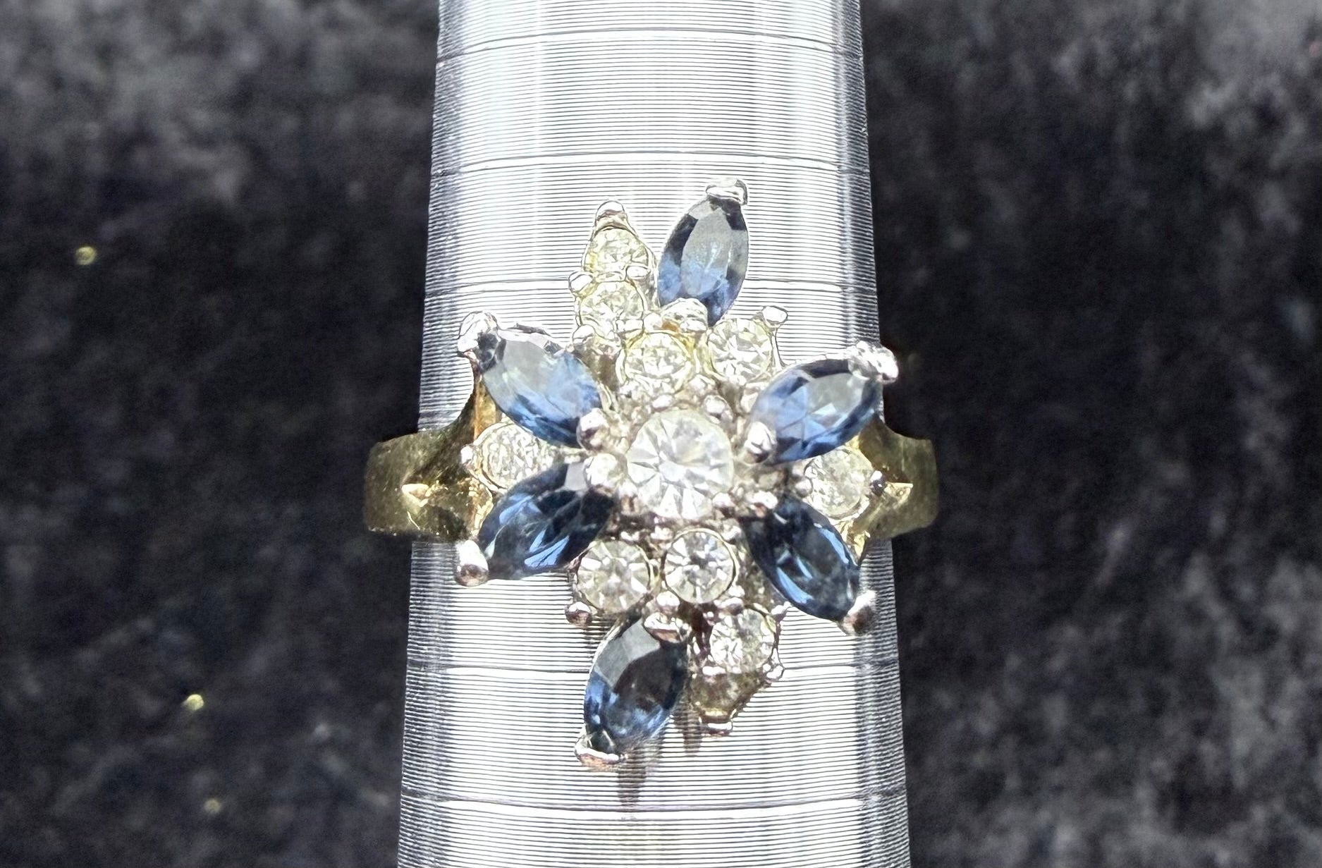 Vermeil Vintage Cocktail Topaz Cluster Ring