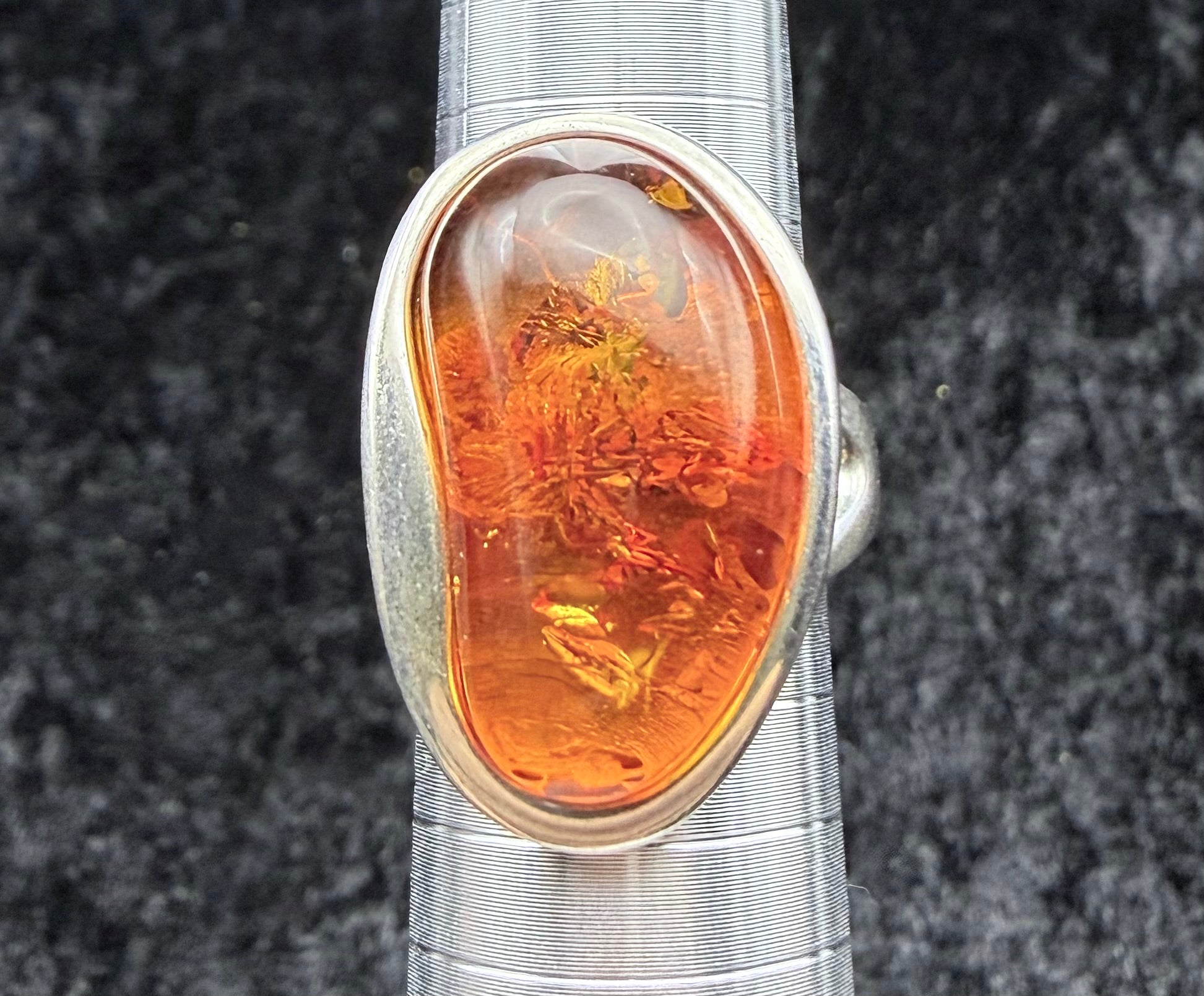 Freeform Cognac Amber Ring