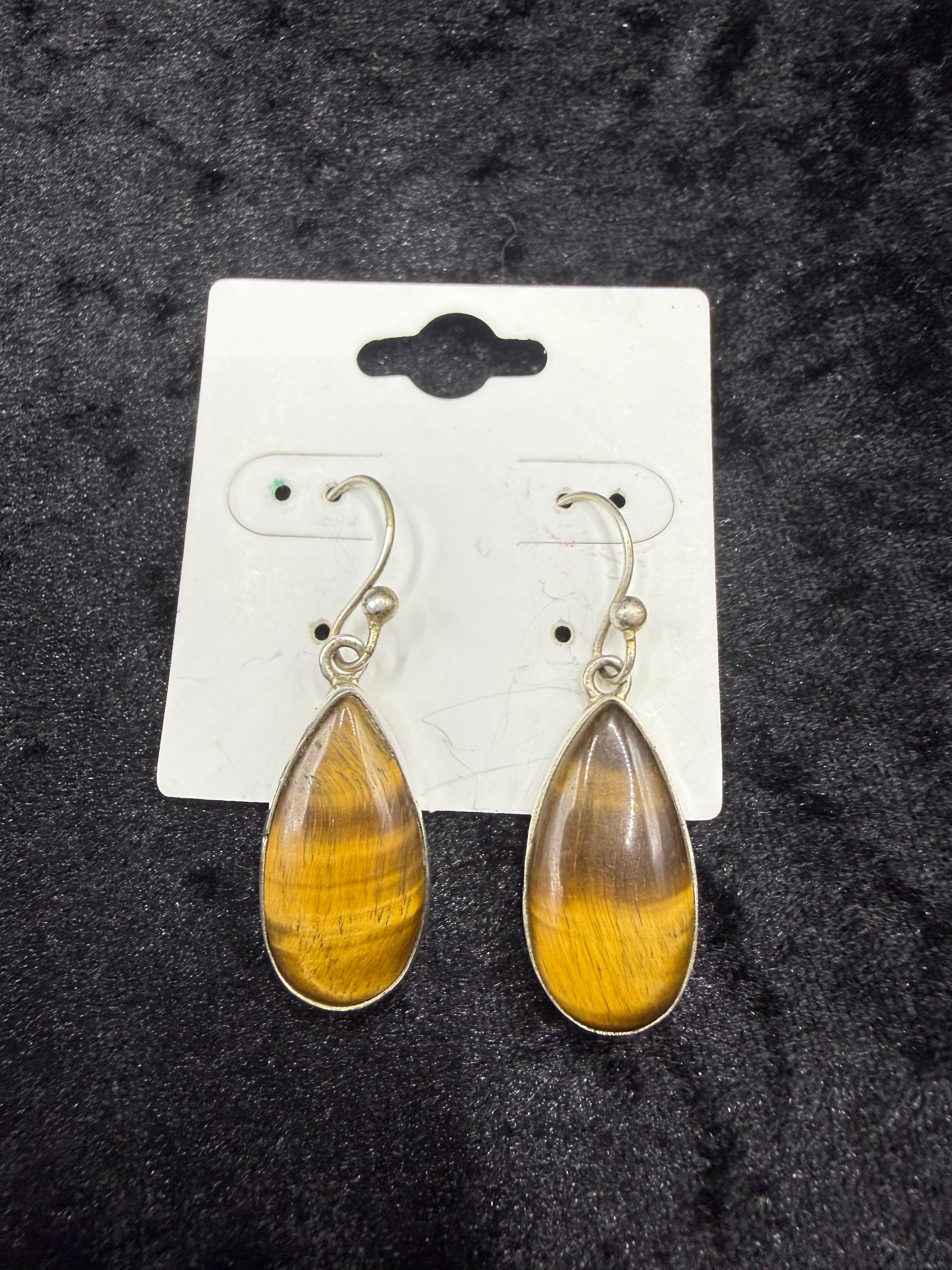 Sterling Tigers Eye Earrings