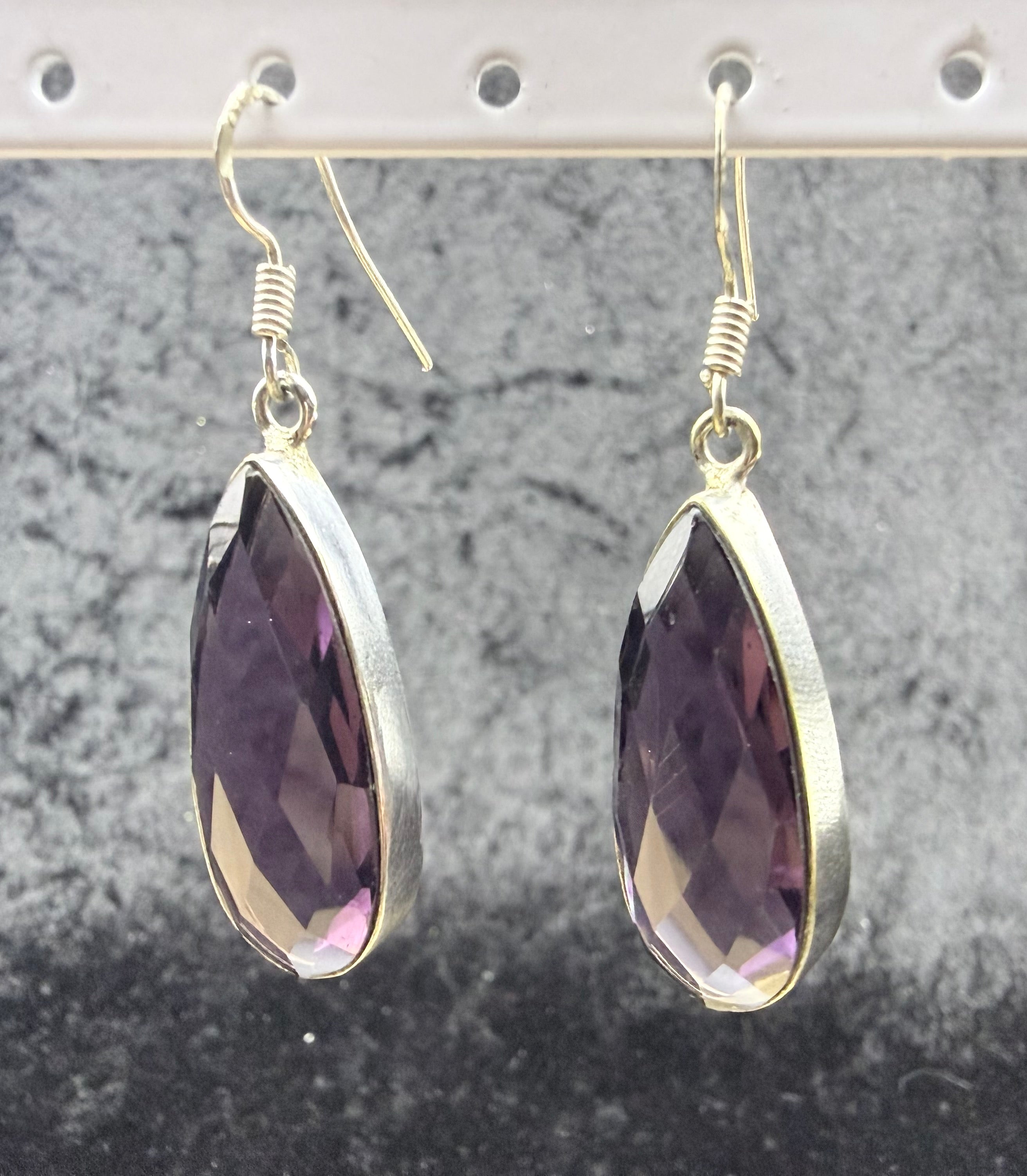 Sterling Purple Crystal Earrings