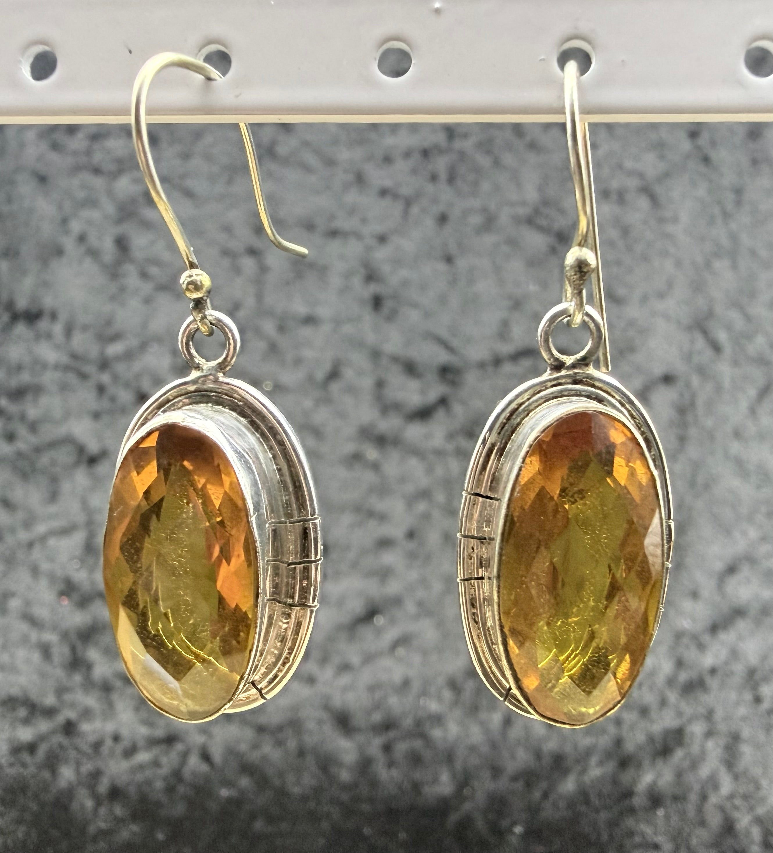 Etched Sterling Orange Crystal Earrings