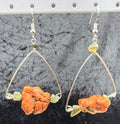 Jade and Raw Orange Turquoise Triangle Earrings