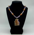 Purple Crystal and Agate Beaded Necklace