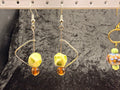Green and Orange Beaded Wire Earrings